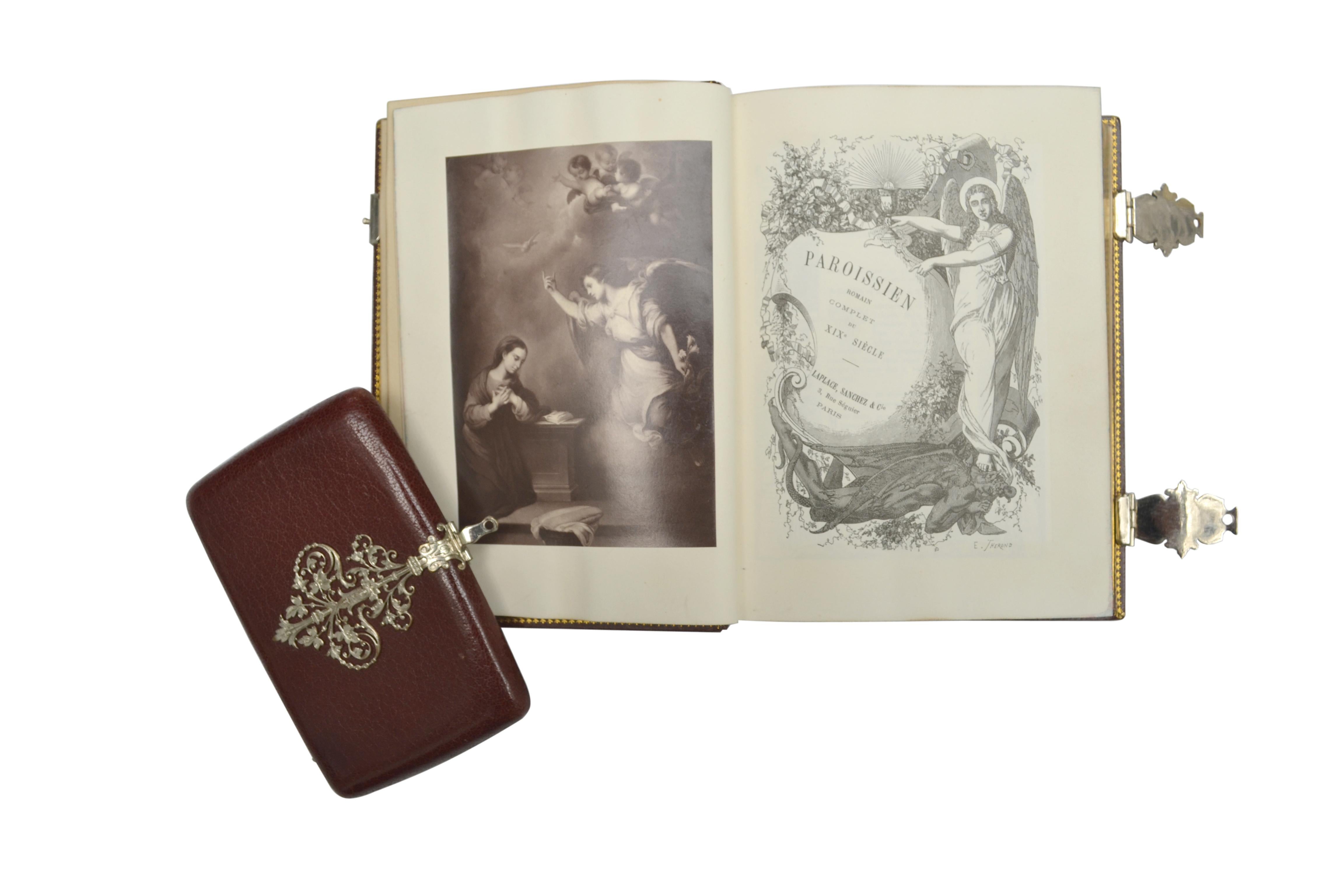 Renaissance French Roman Missal, Notebook and Coins/Rosary Purse Set Dated 1878 For Sale
