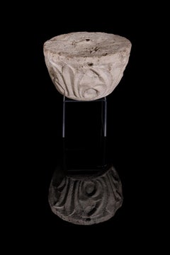 French Romanesque Carved Stone Capital, 12th-13th Century