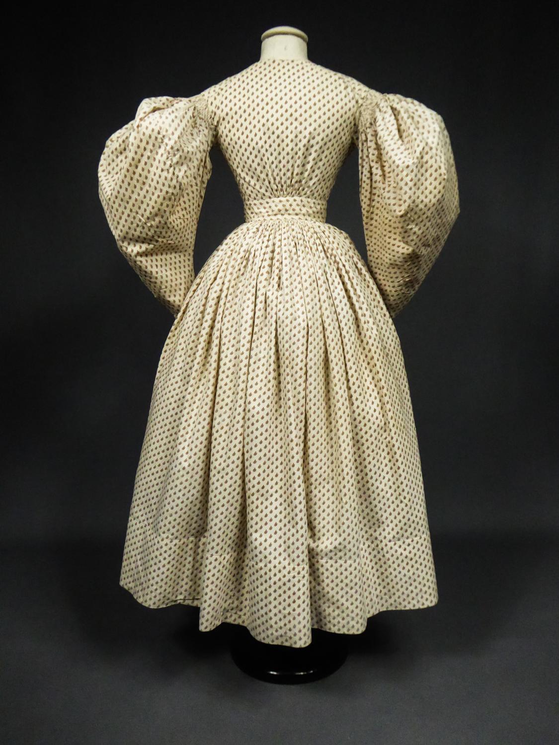 A French Romantic Era Printed Cotton Day Dress Circa 1830 3
