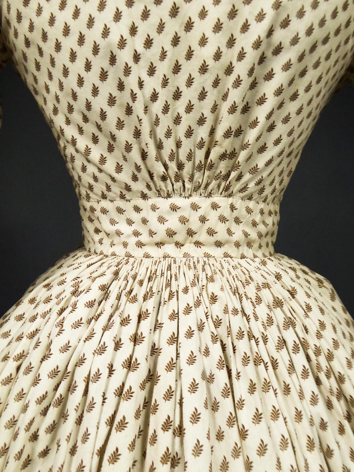 A French Romantic Era Printed Cotton Day Dress Circa 1830 4