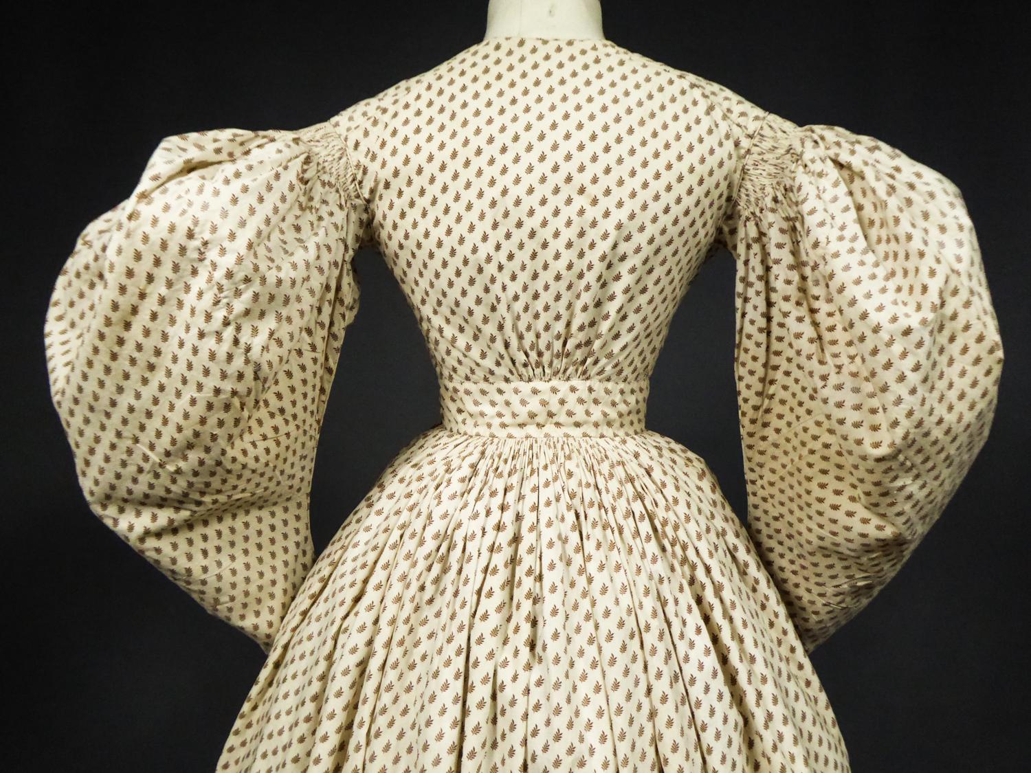 A French Romantic Era Printed Cotton Day Dress Circa 1830 5