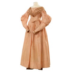 A French Romantic Period taffeta pale pink Taffeta Dress- France Circa 1835-1840