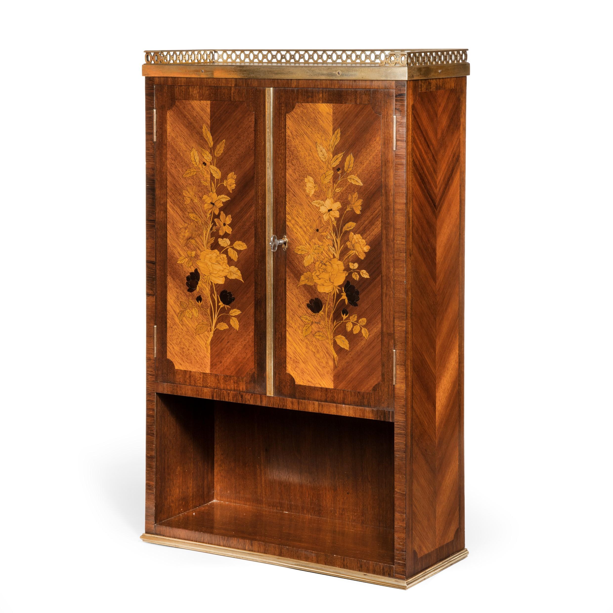 Late 19th Century French Rosewood Wall Cabinet by G Durand For Sale