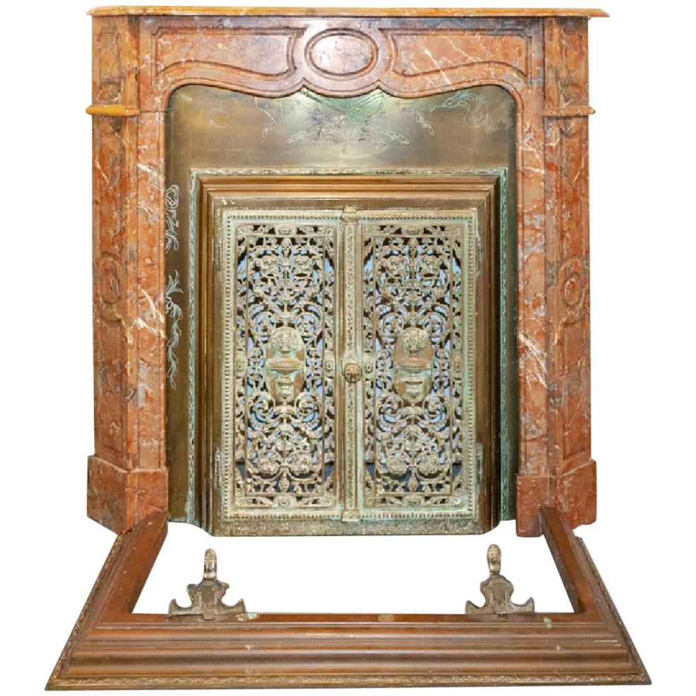 French Rouge Marble Mantel