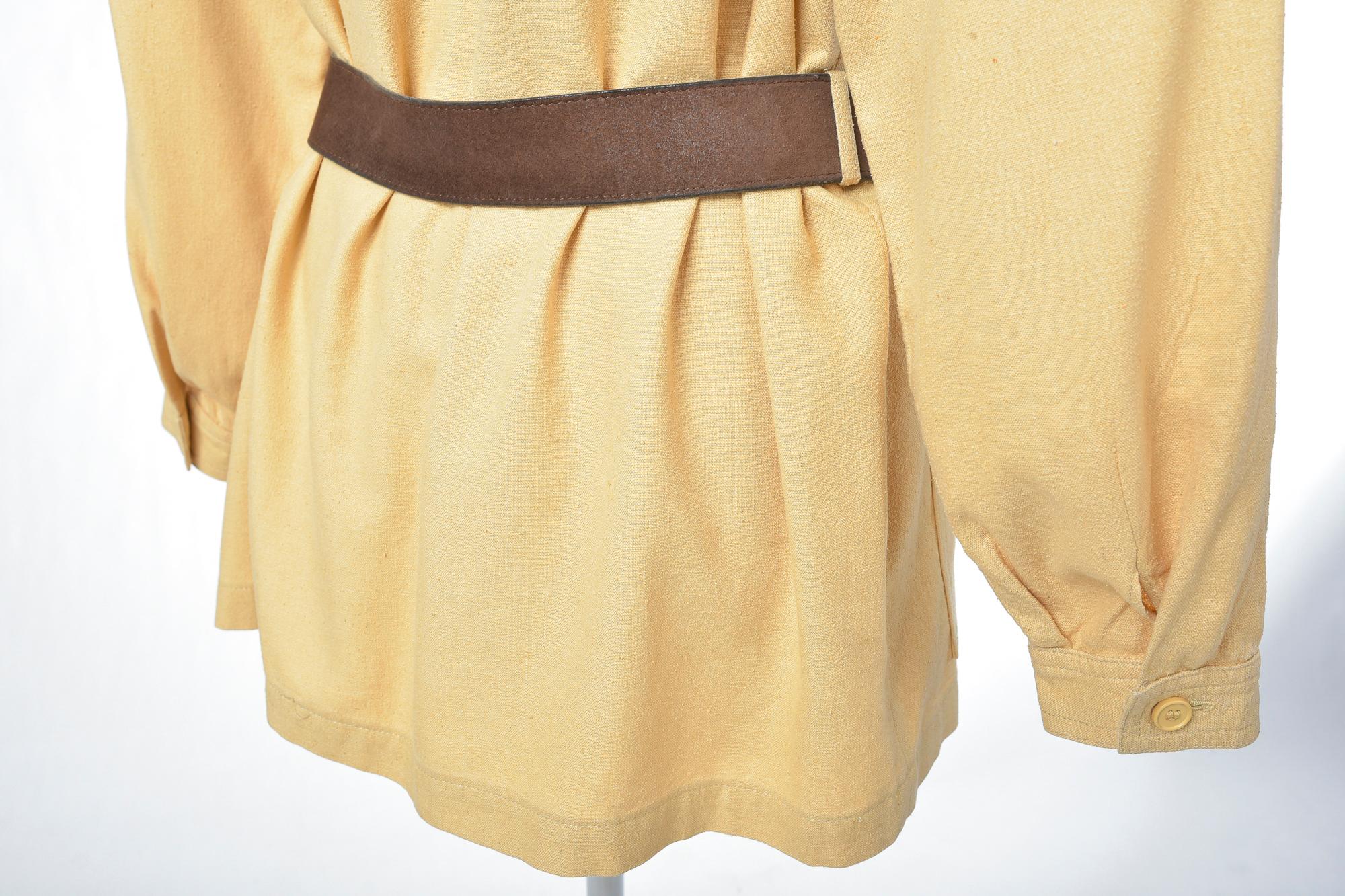 Französische Safari-Bluse aus gelbem Saharienne von Guy Laroche Paris, ca. 1975-1980 im Angebot 7