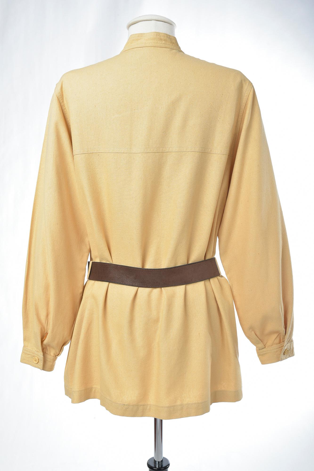 A French Safari Yellow Saharienne Blouse by Guy Laroche Paris Circa 1975-1980 For Sale 8