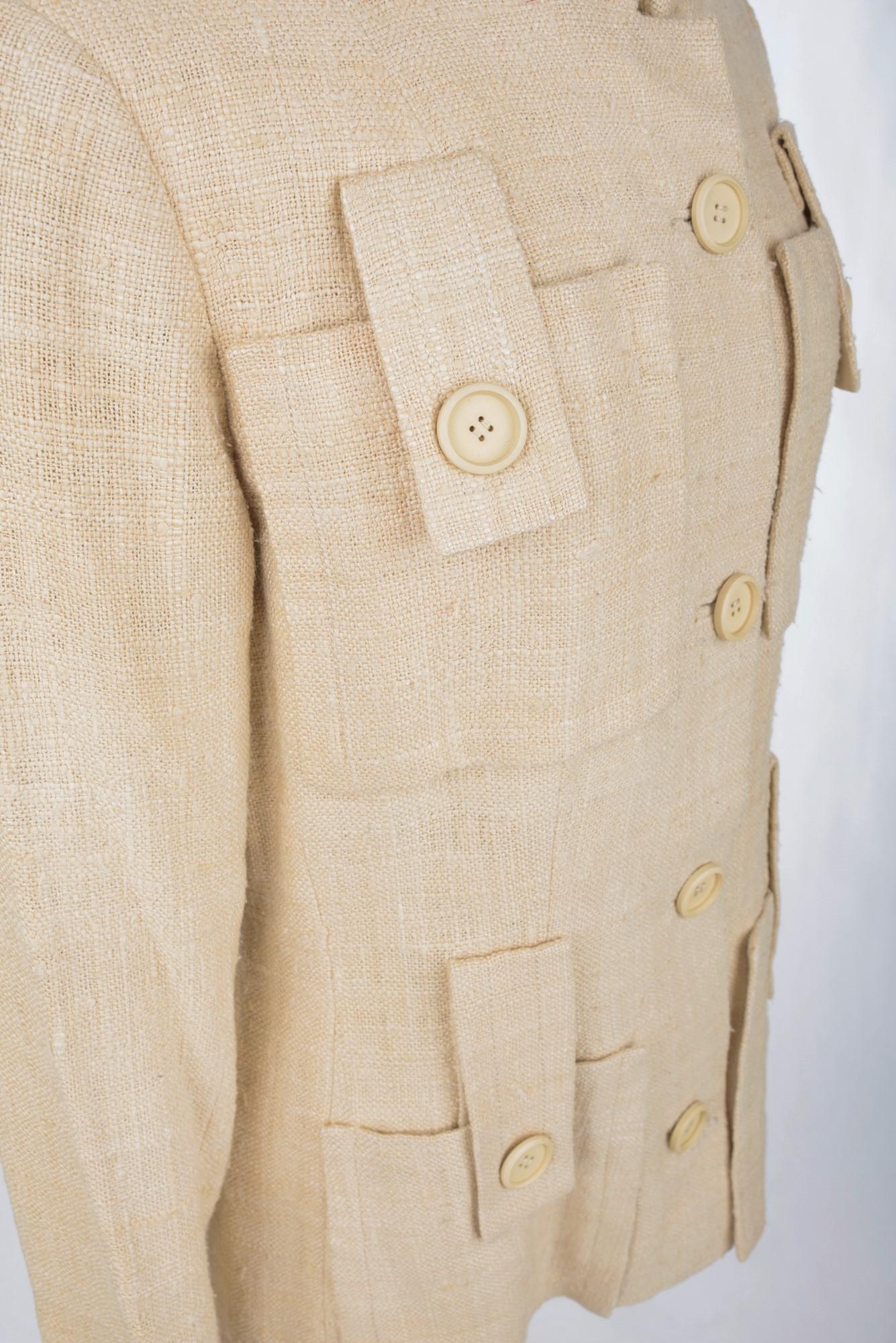  A French Safari Jacket In Beige Linen And Silk Toile Circa 1968-1972 For Sale 6