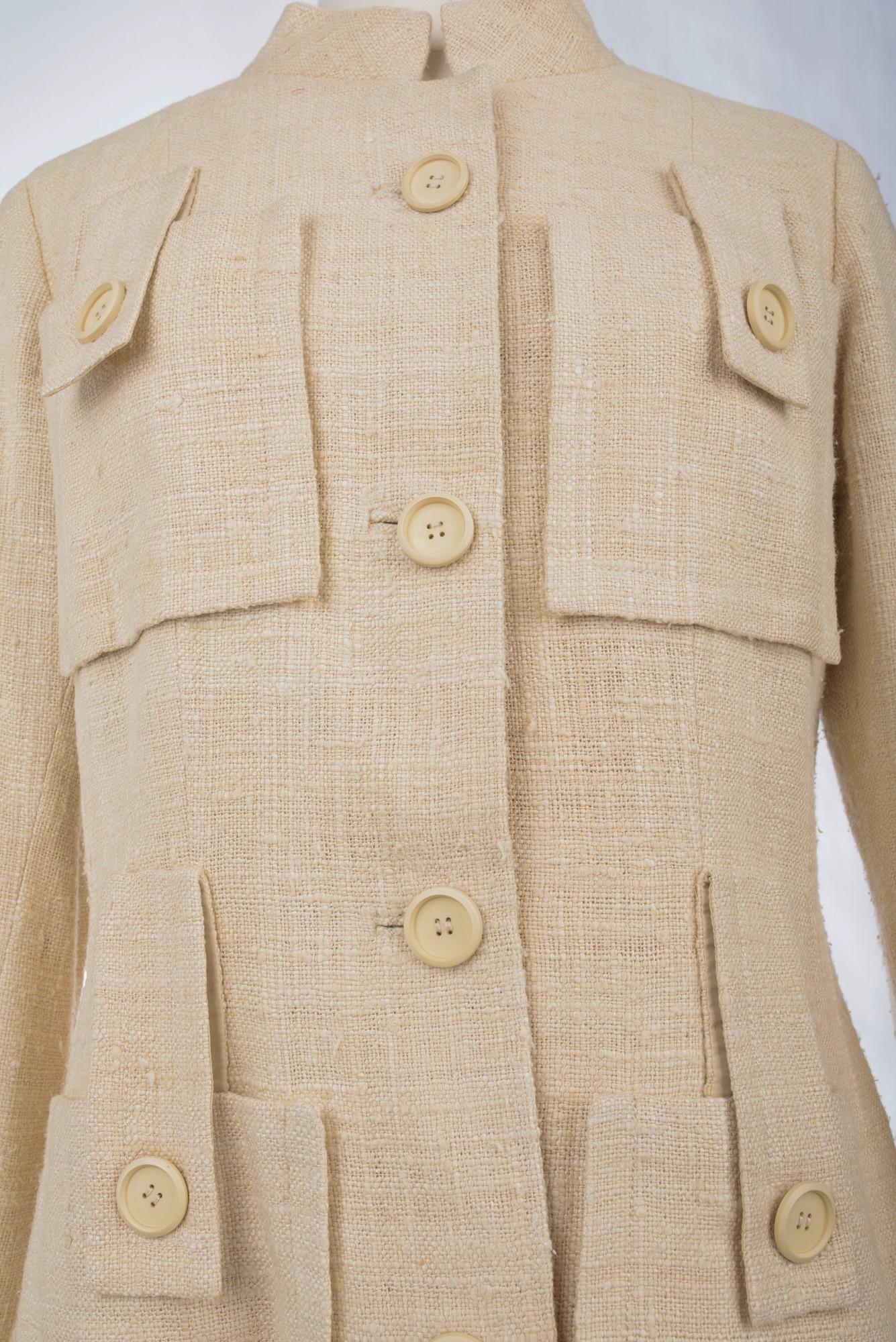  A French Safari Jacket In Beige Linen And Silk Toile Circa 1968-1972 1