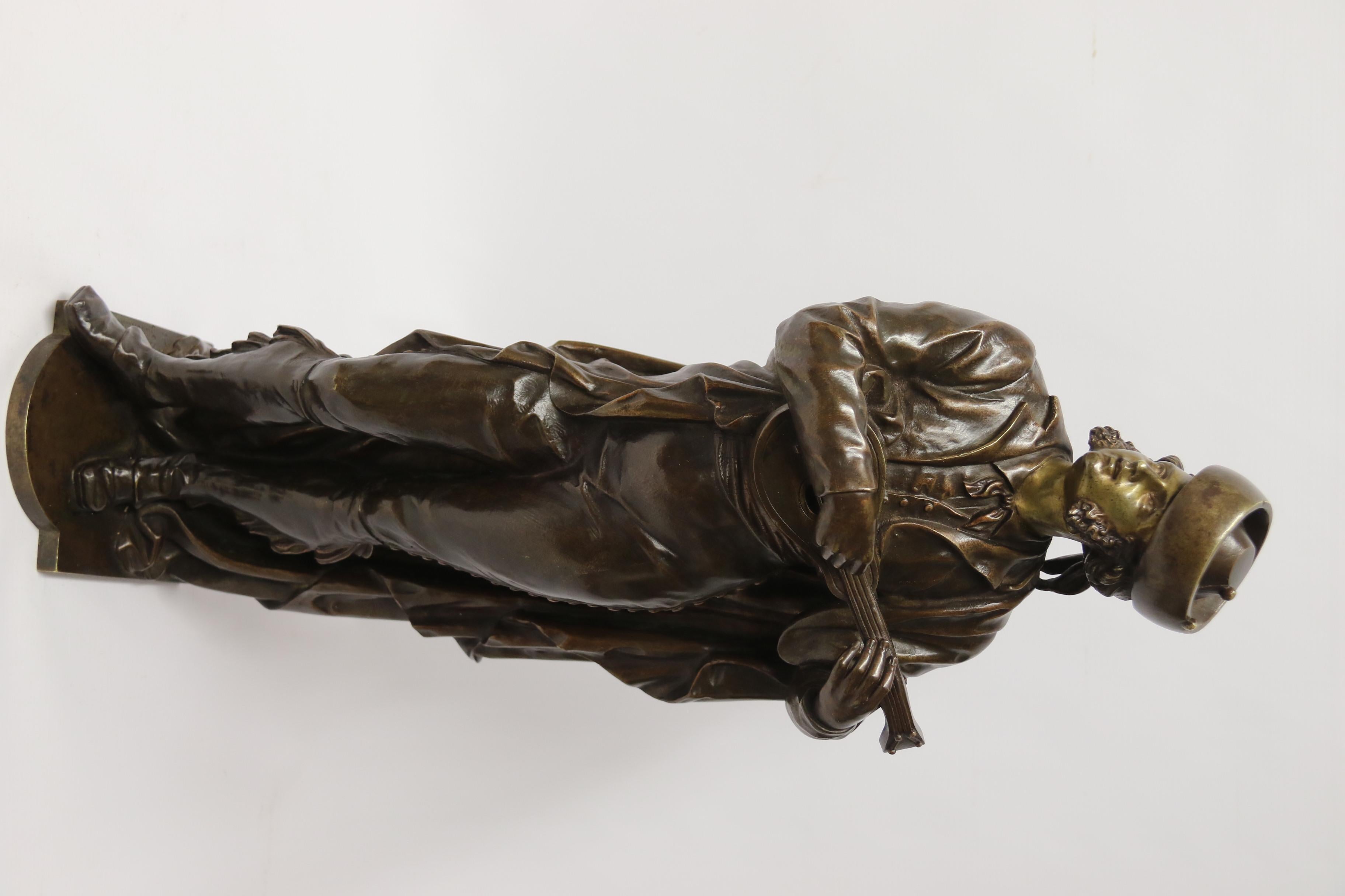 A  French sculpture of a 19th C Spanish musician by Justo de Gandarias , C 1870 For Sale 4