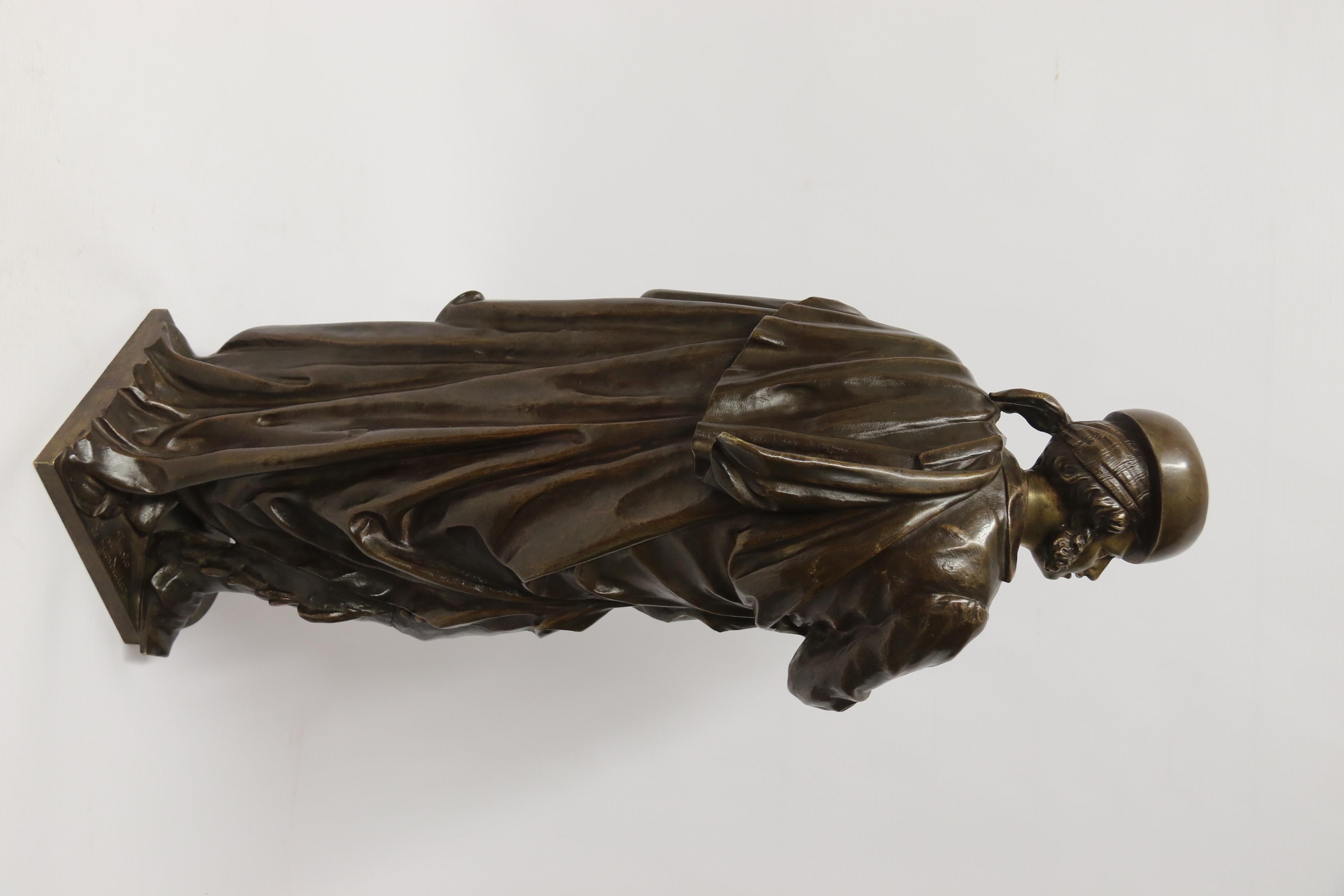 Bronze A  French sculpture of a 19th C Spanish musician by Justo de Gandarias , C 1870 For Sale