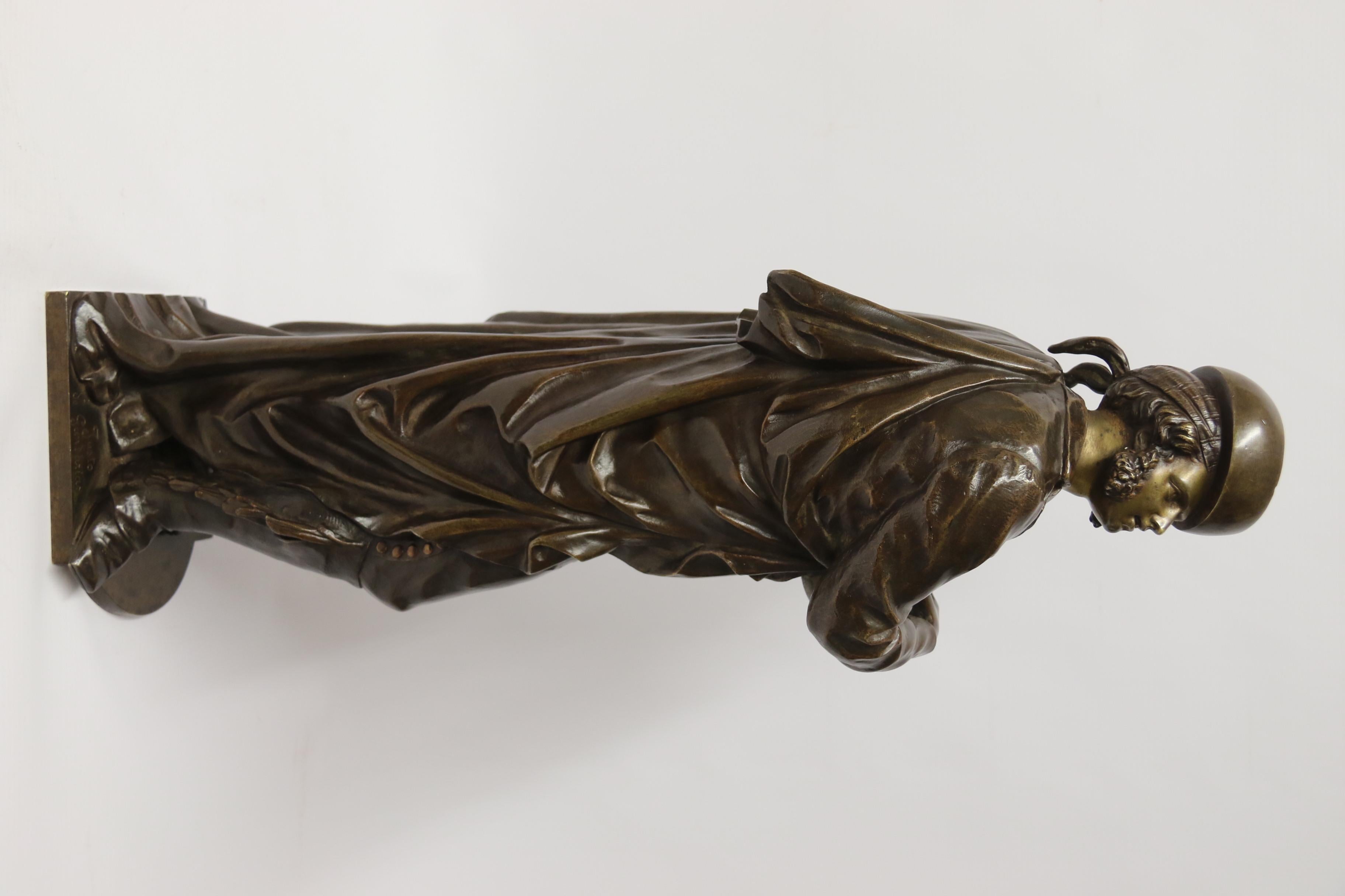 A  French sculpture of a 19th C Spanish musician by Justo de Gandarias , C 1870 For Sale 1