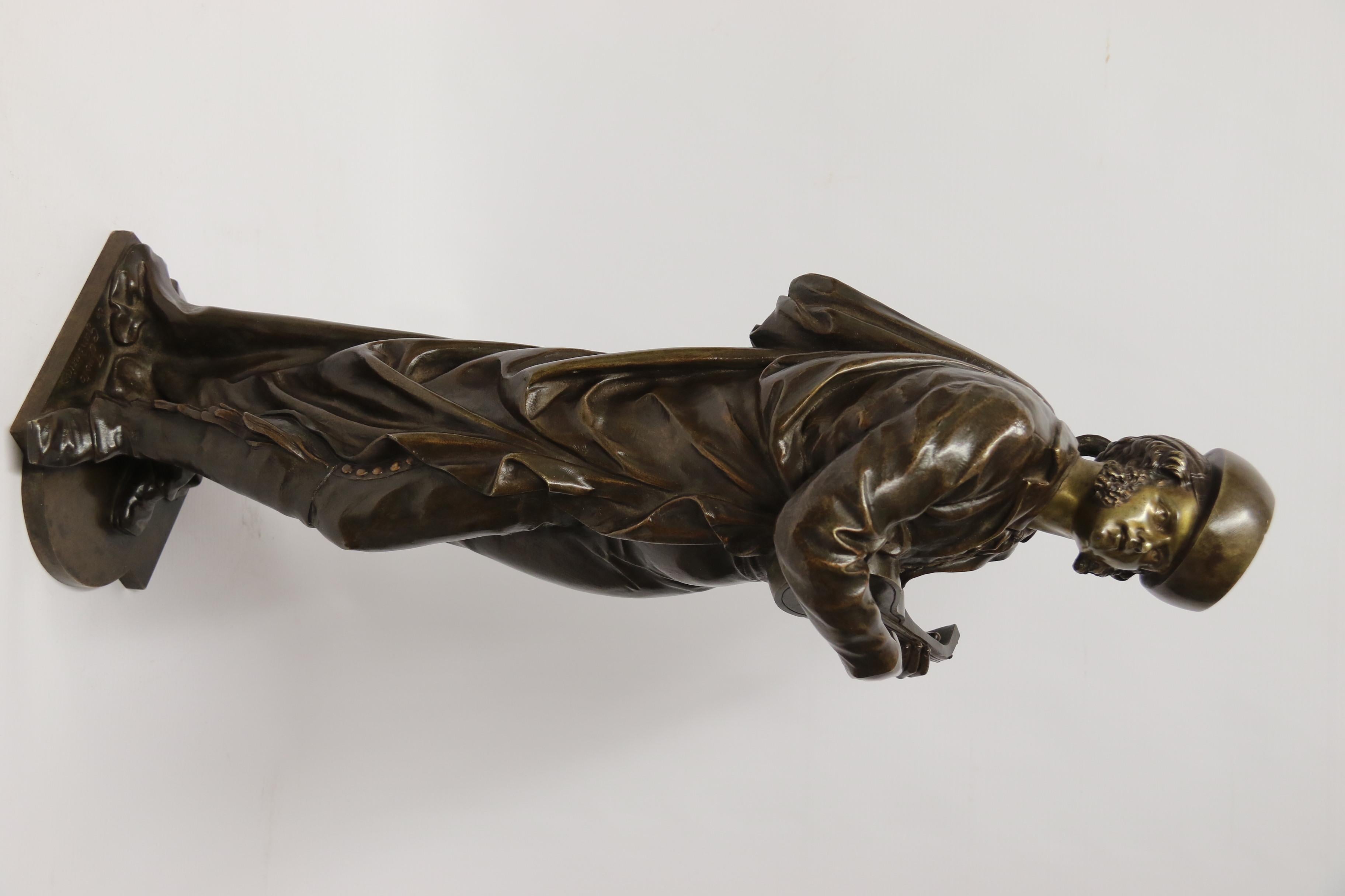 A  French sculpture of a 19th C Spanish musician by Justo de Gandarias , C 1870 For Sale 2