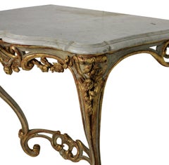 French Serpentine Painted and Gilded Console
