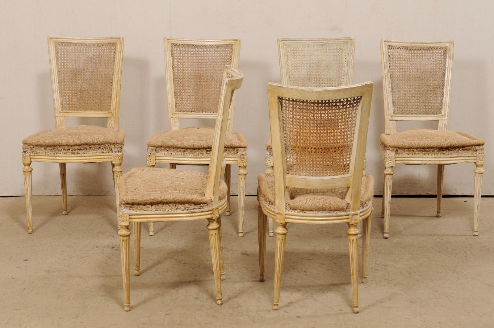 French Set of Six Louis XVI Style Cane Back Side Chairs, Early 20th C. 7