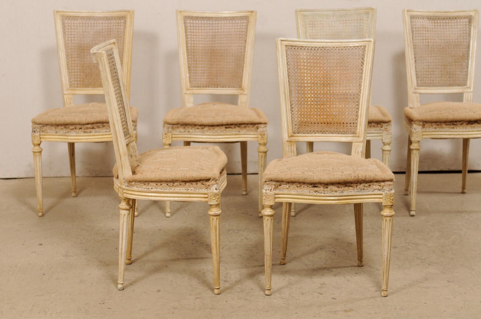 20th Century French Set of Six Louis XVI Style Cane Back Side Chairs, Early 20th C.