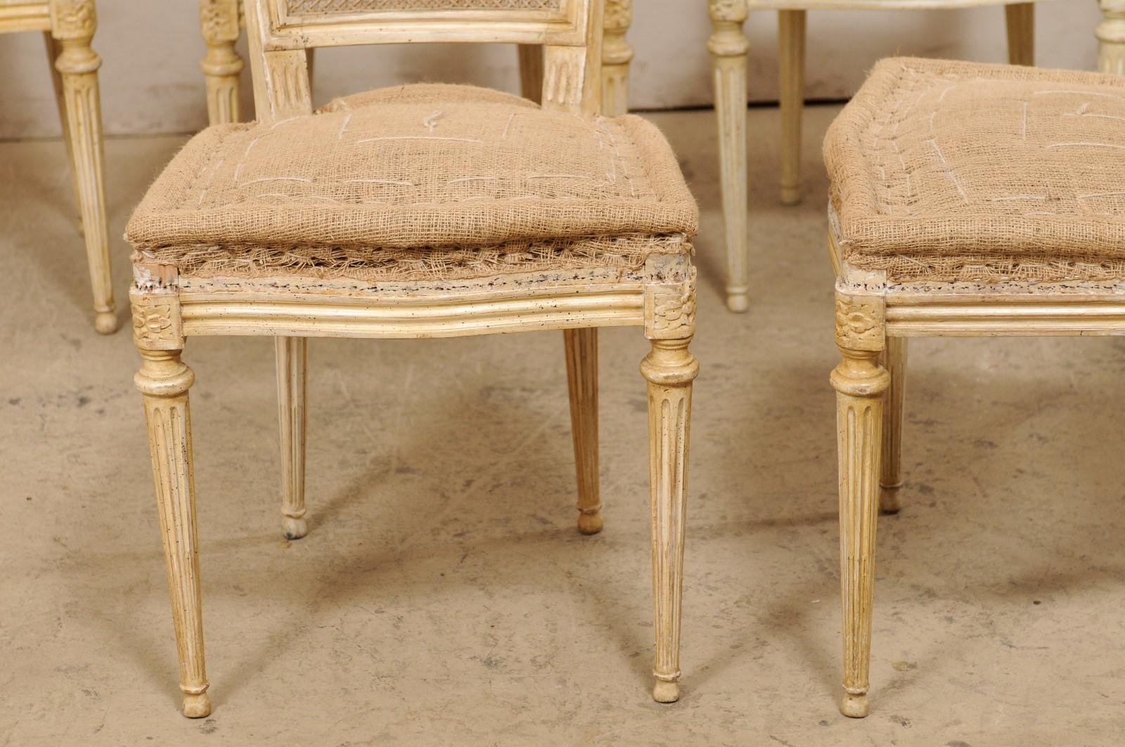 French Set of Six Louis XVI Style Cane Back Side Chairs, Early 20th C. 2