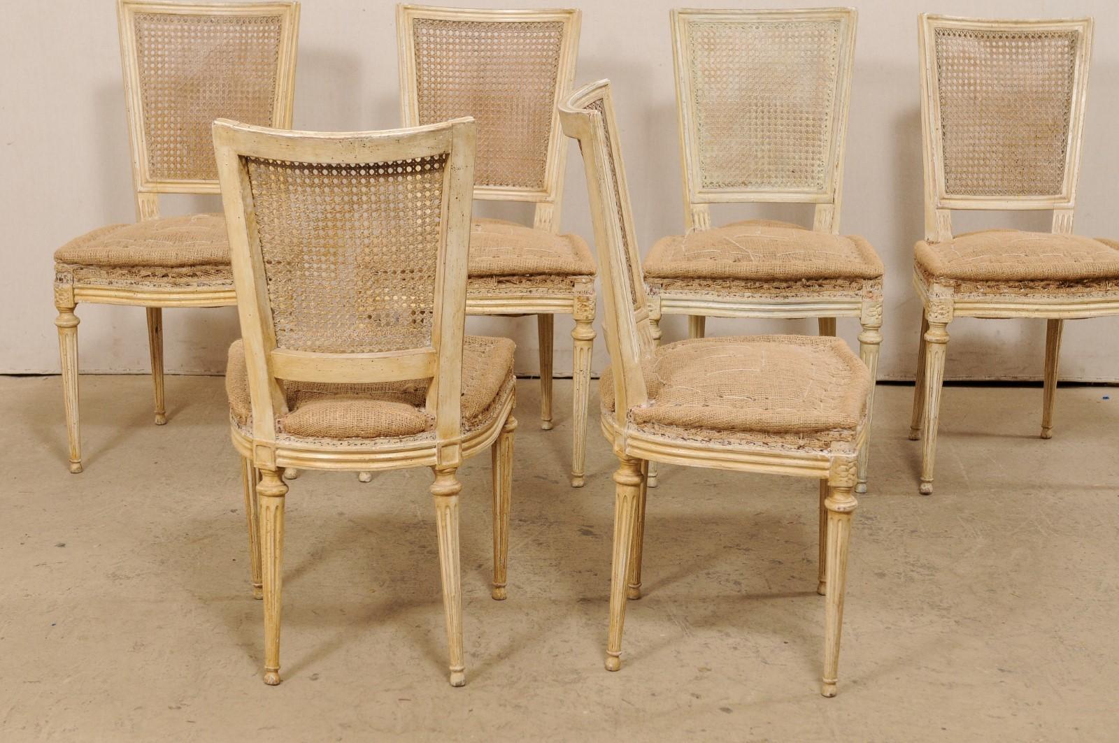 French Set of Six Louis XVI Style Cane Back Side Chairs, Early 20th C. 4