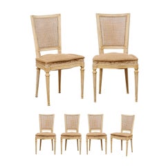 Antique French Set of Six Louis XVI Style Cane Back Side Chairs, Early 20th C.