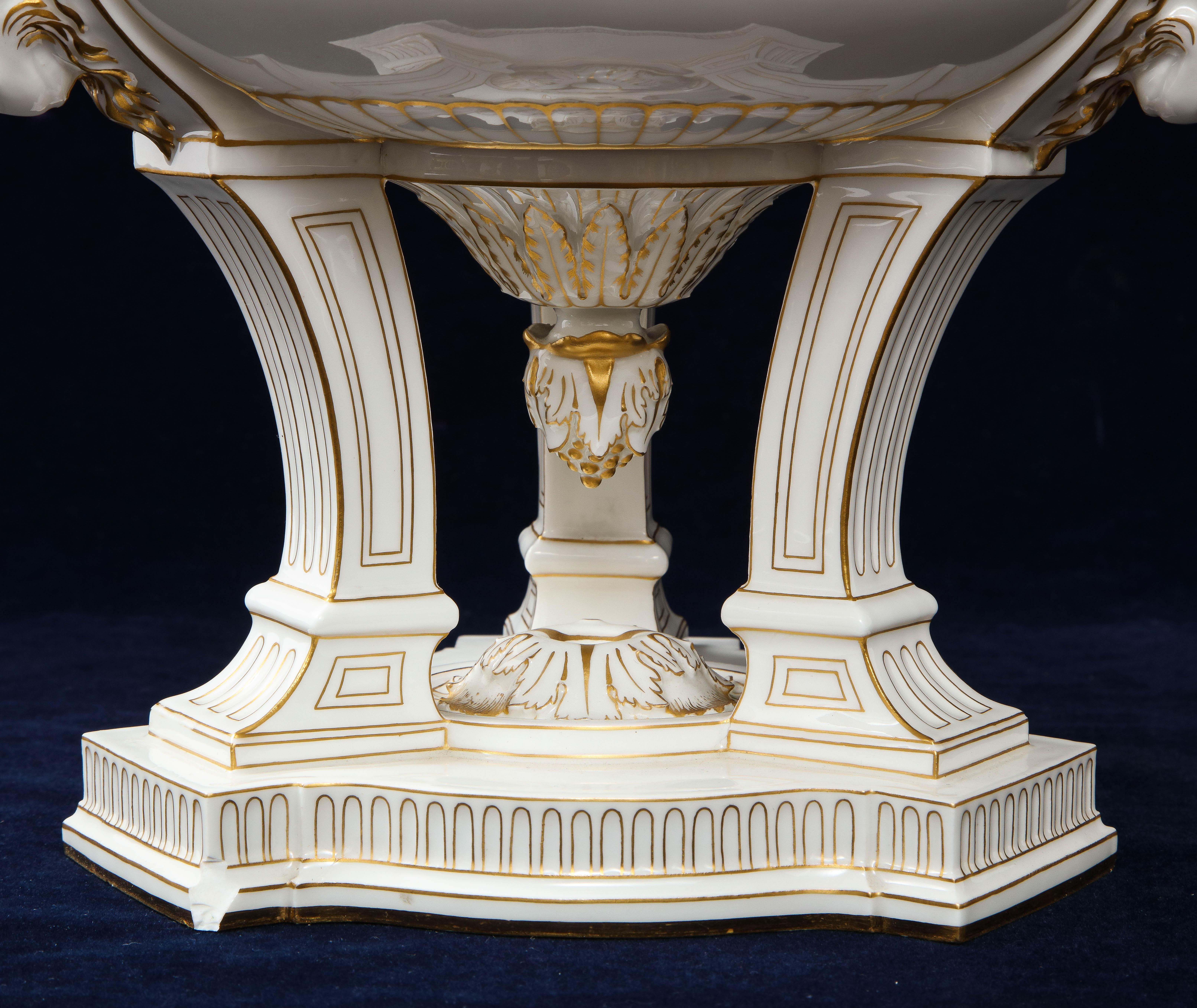 A French Sevres Porcelain Triple Rams Head Potpourri Covered Centerpiece For Sale 4