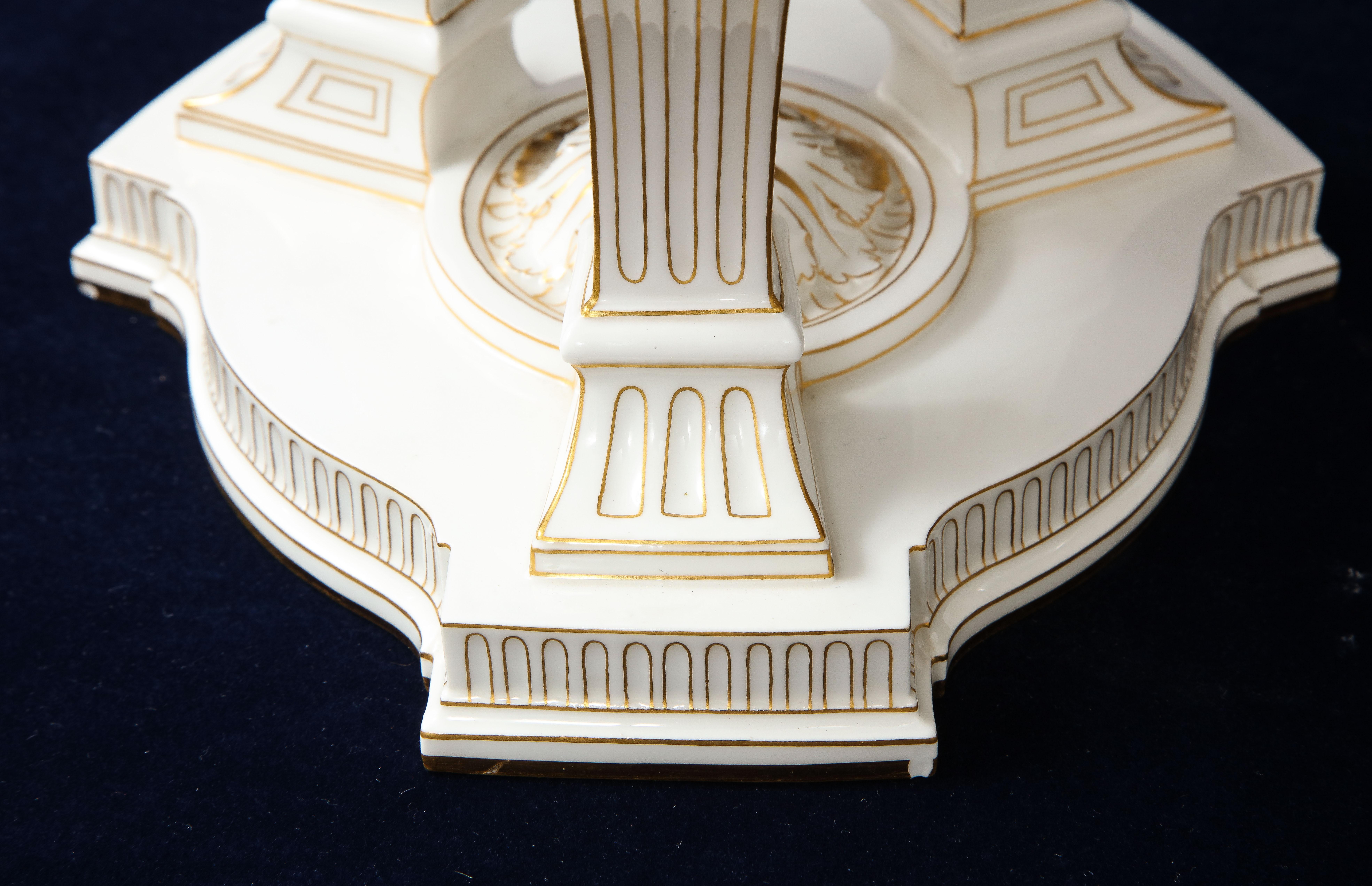 A French Sevres Porcelain Triple Rams Head Potpourri Covered Centerpiece For Sale 6