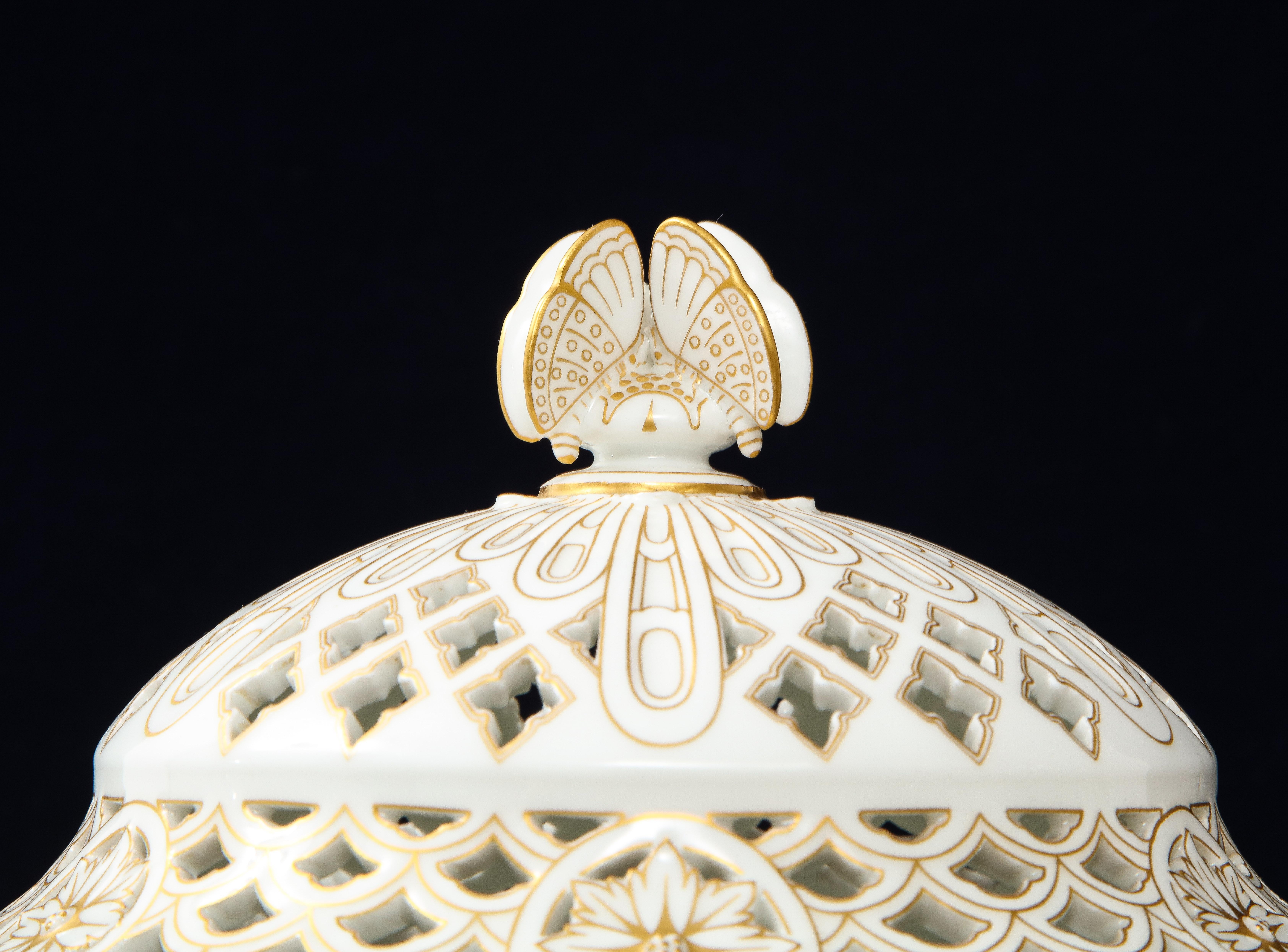 A French Sevres Porcelain Triple Rams Head Potpourri Covered Centerpiece For Sale 7