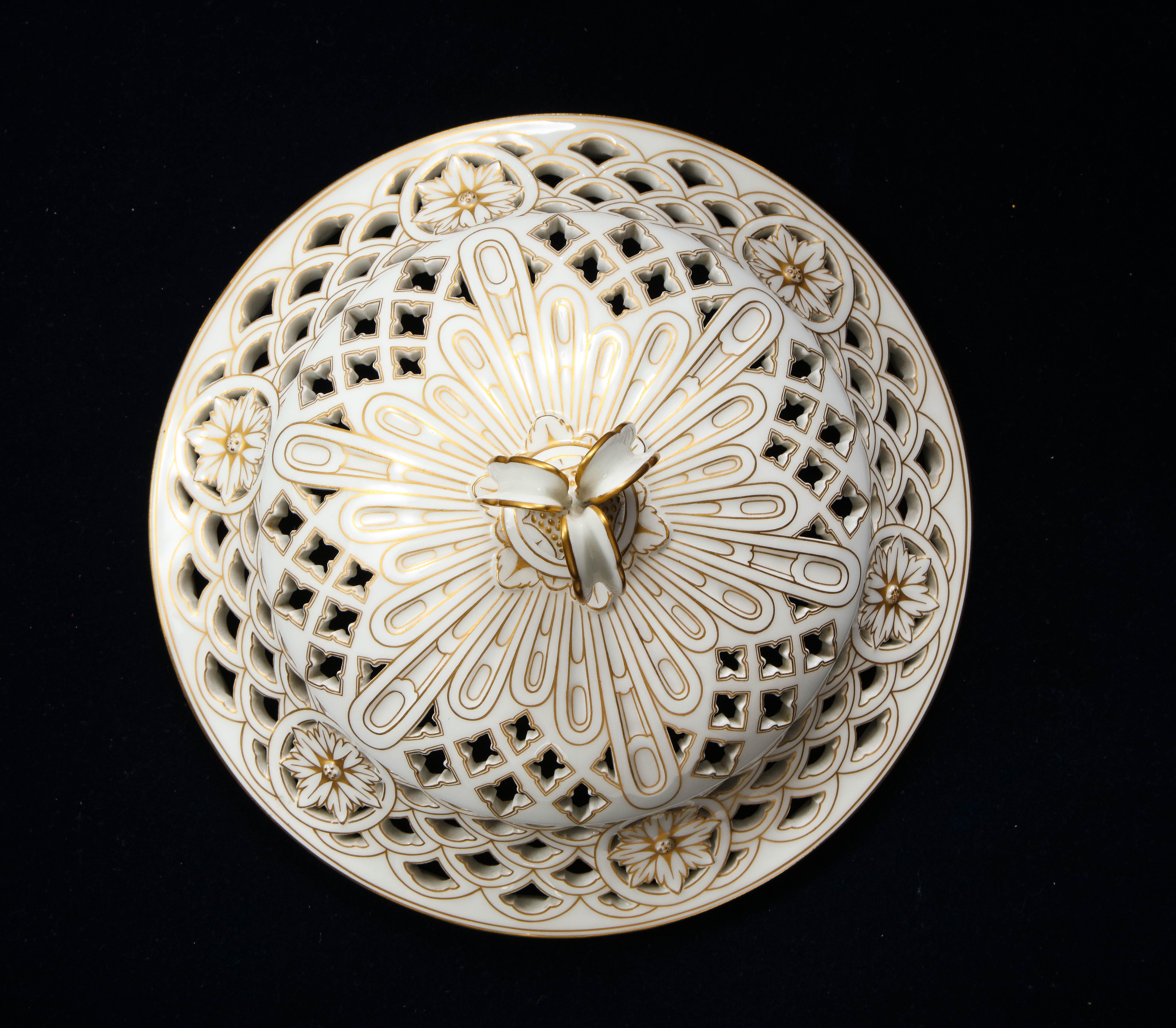 A French Sevres Porcelain Triple Rams Head Potpourri Covered Centerpiece For Sale 8