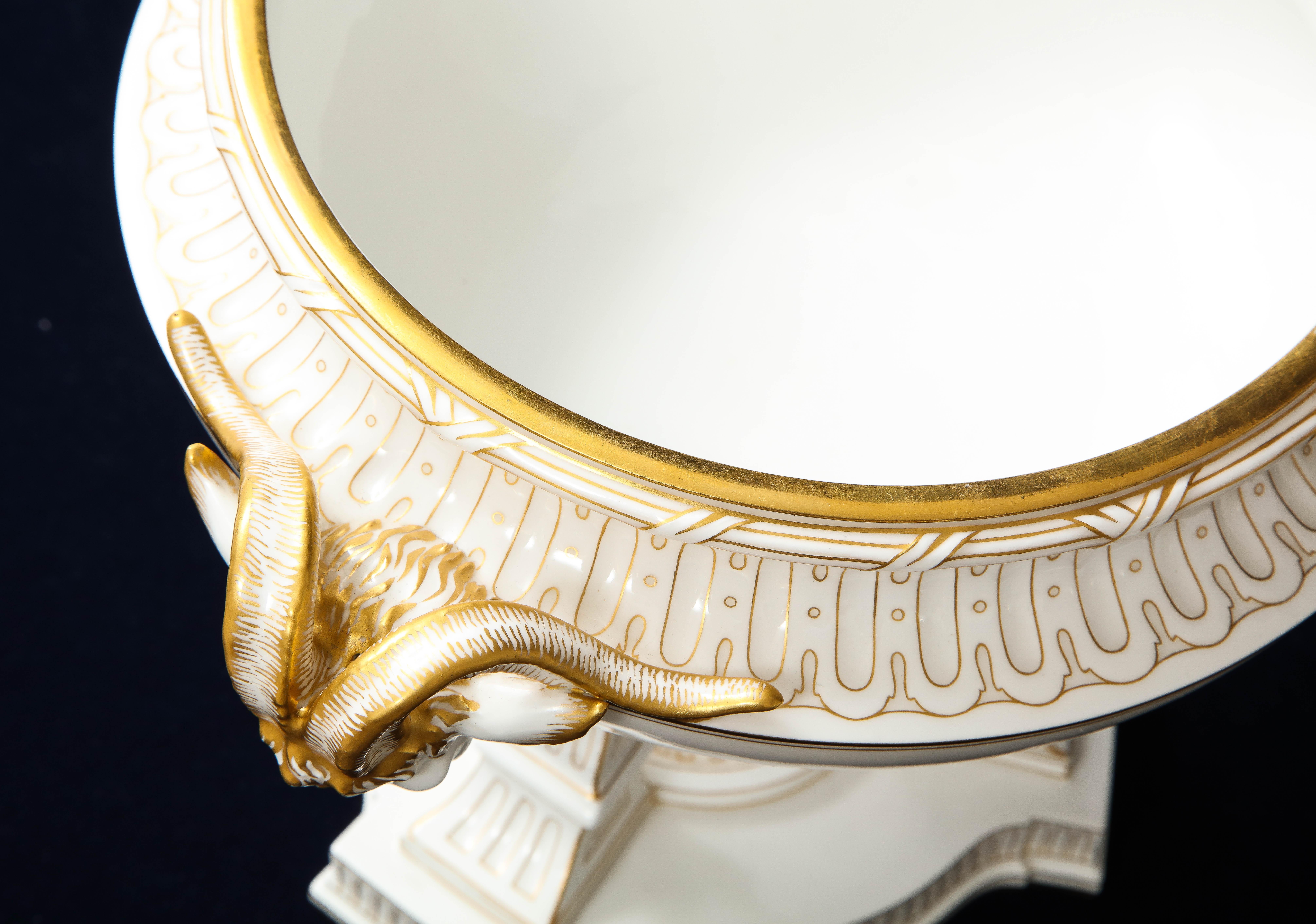 A French Sevres Porcelain Triple Rams Head Potpourri Covered Centerpiece For Sale 10
