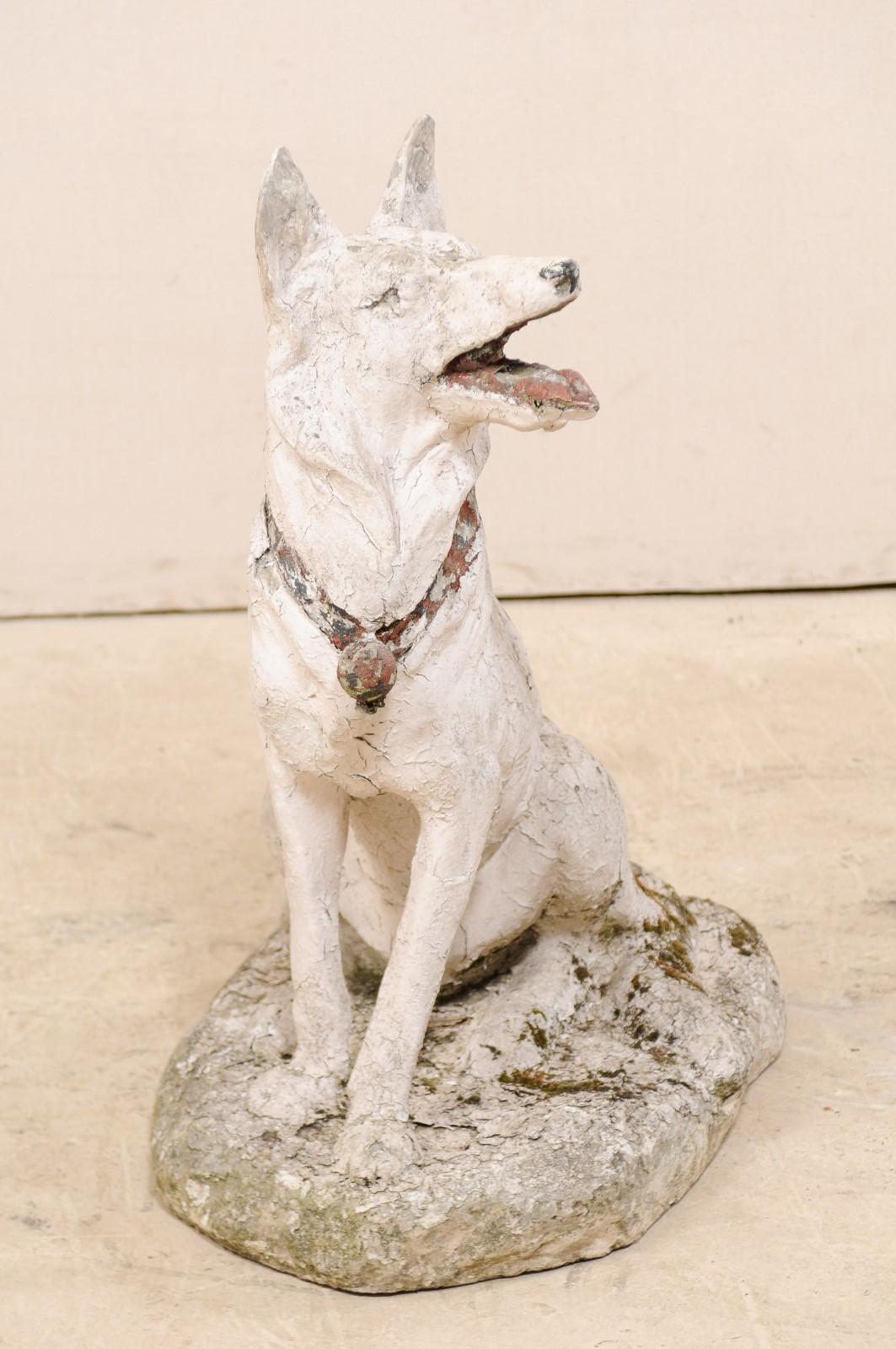 French Shepherd Dog Garden Statue from Early 20th Century, Nicely Sized 1