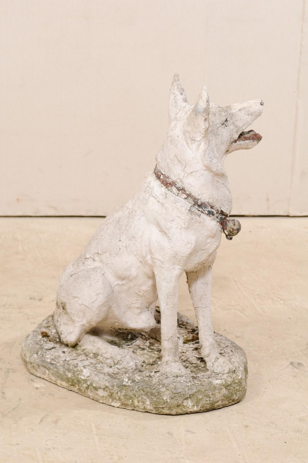 French Shepherd Dog Garden Statue from Early 20th Century, Nicely Sized 2
