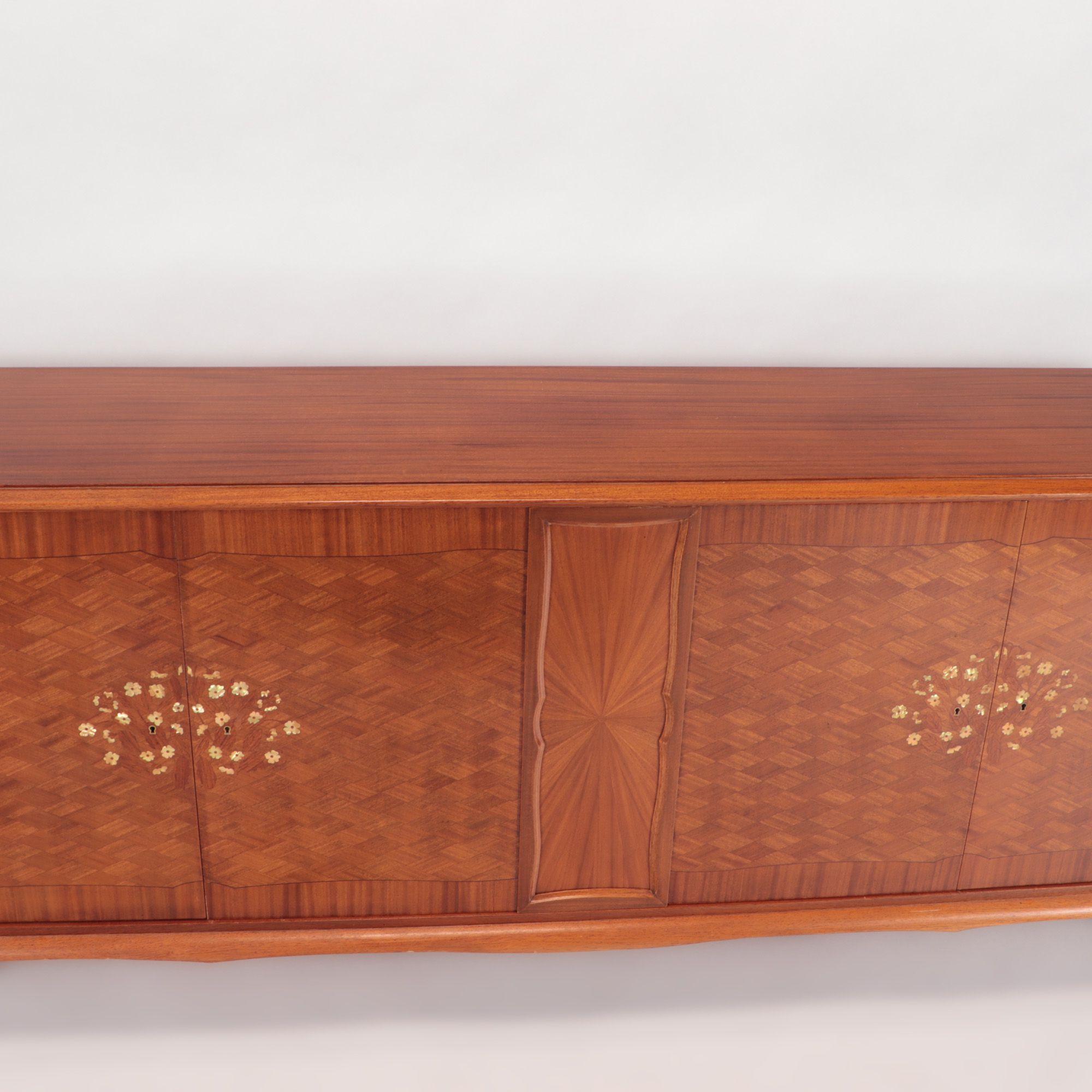 Mid-20th Century French Sideboard with Mother of Pearl Inlay and a Sycamore Interior C 1930 For Sale