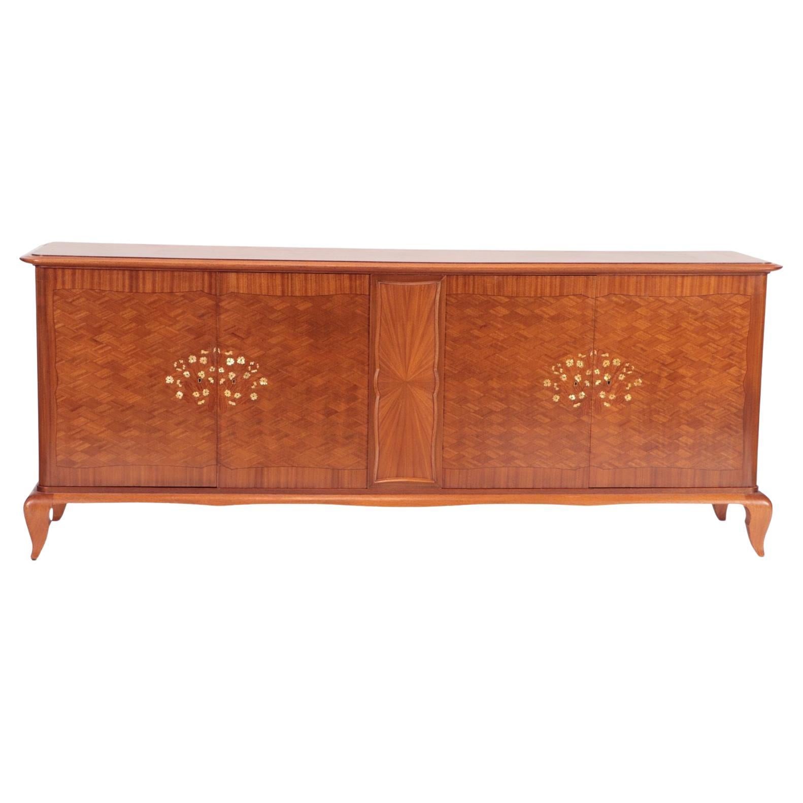 French Sideboard with Mother of Pearl Inlay and a Sycamore Interior C 1930 For Sale