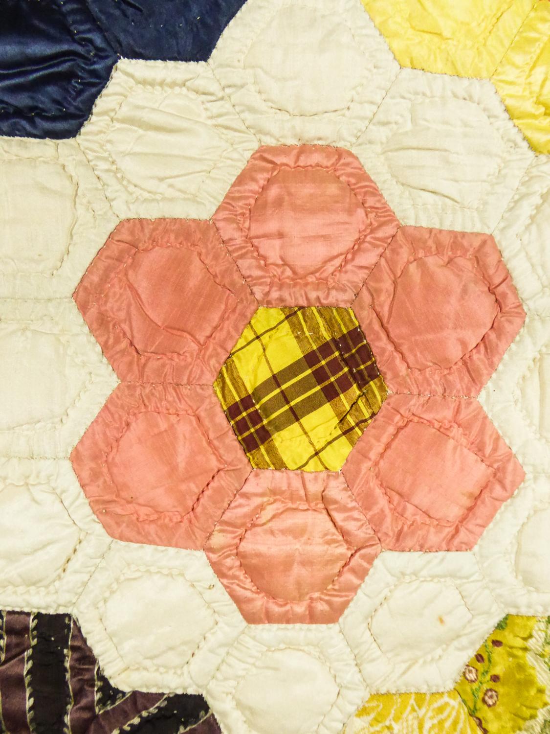 A French Silk 18th century Quilt Patchwork  2