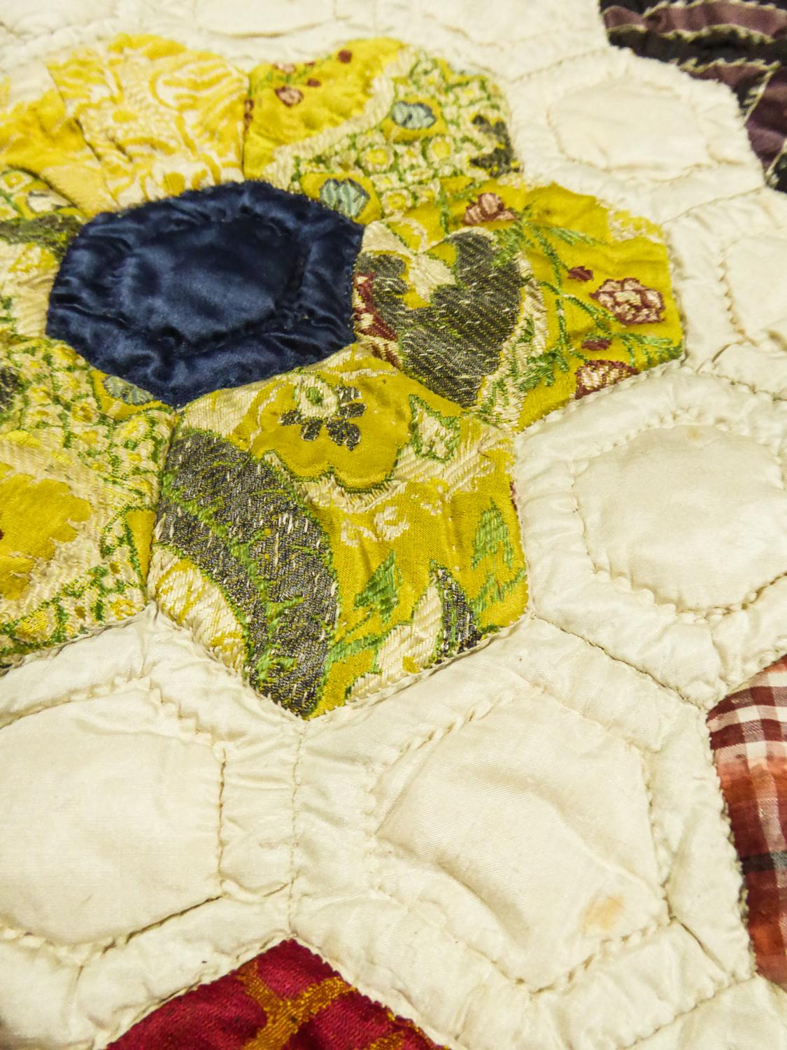 A French Silk 18th century Quilt Patchwork  4
