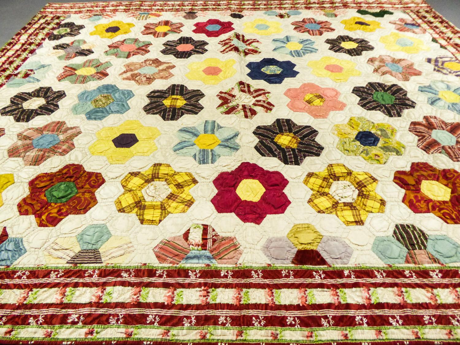 A French Silk 18th century Quilt Patchwork  5