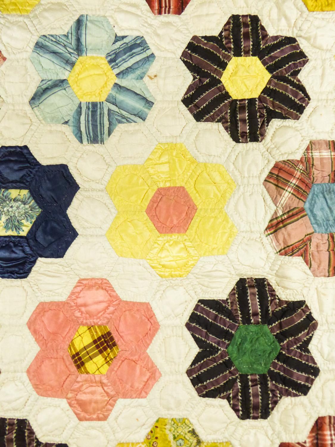 A French Silk 18th century Quilt Patchwork  1