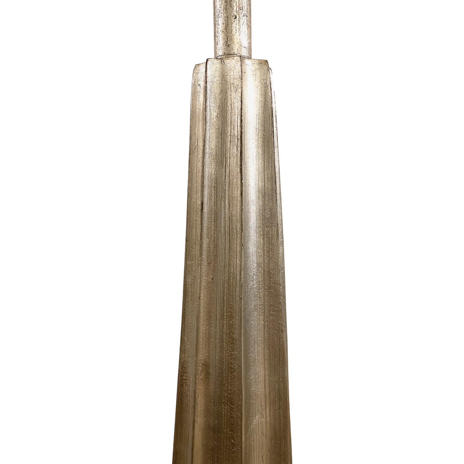 French Silver-Leafed Floor Lamp In Good Condition For Sale In New York, NY