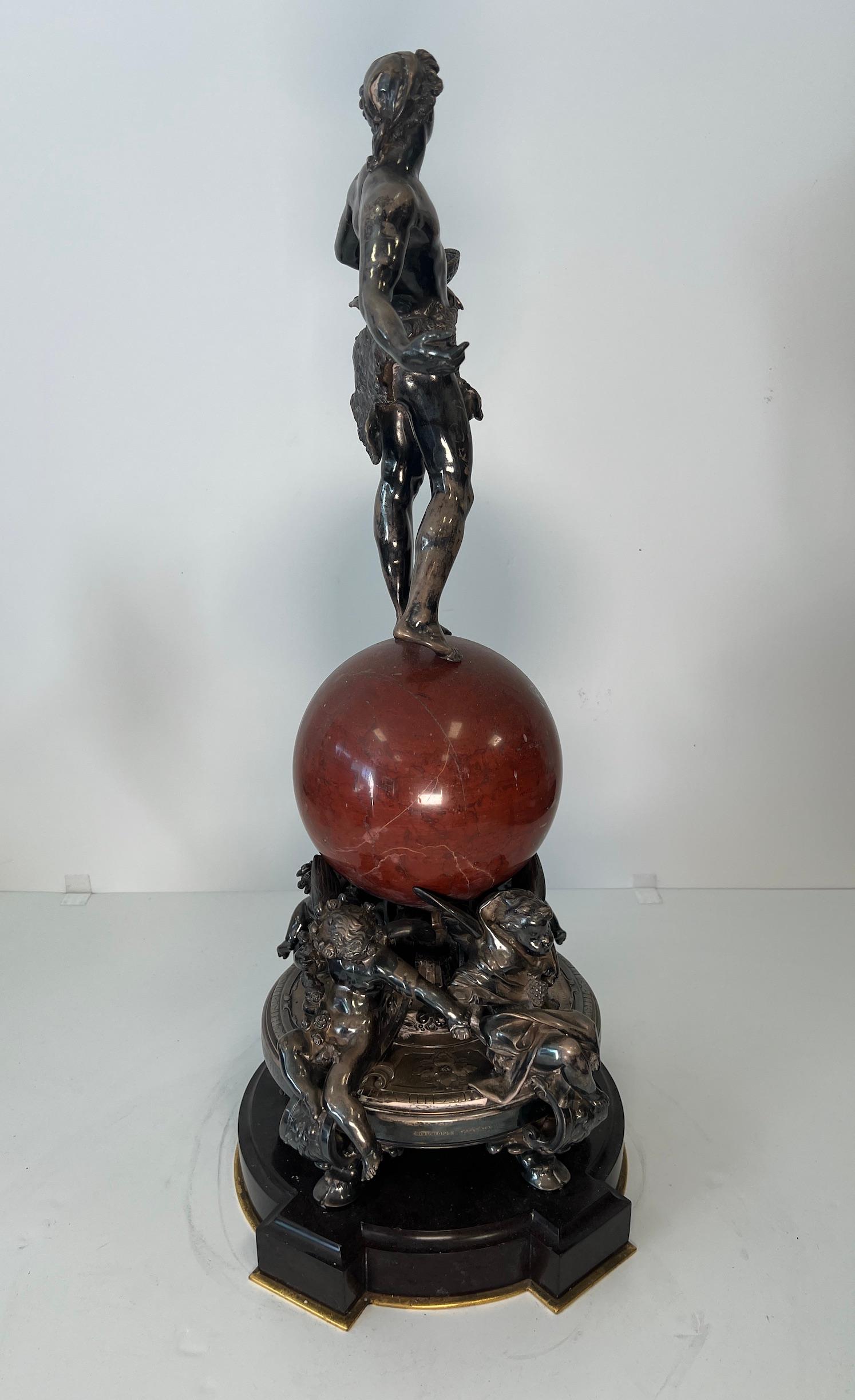Trophée de présentation français en argent et marbre rouge par Chrisofle & Cie, vers 1885 en vente 1