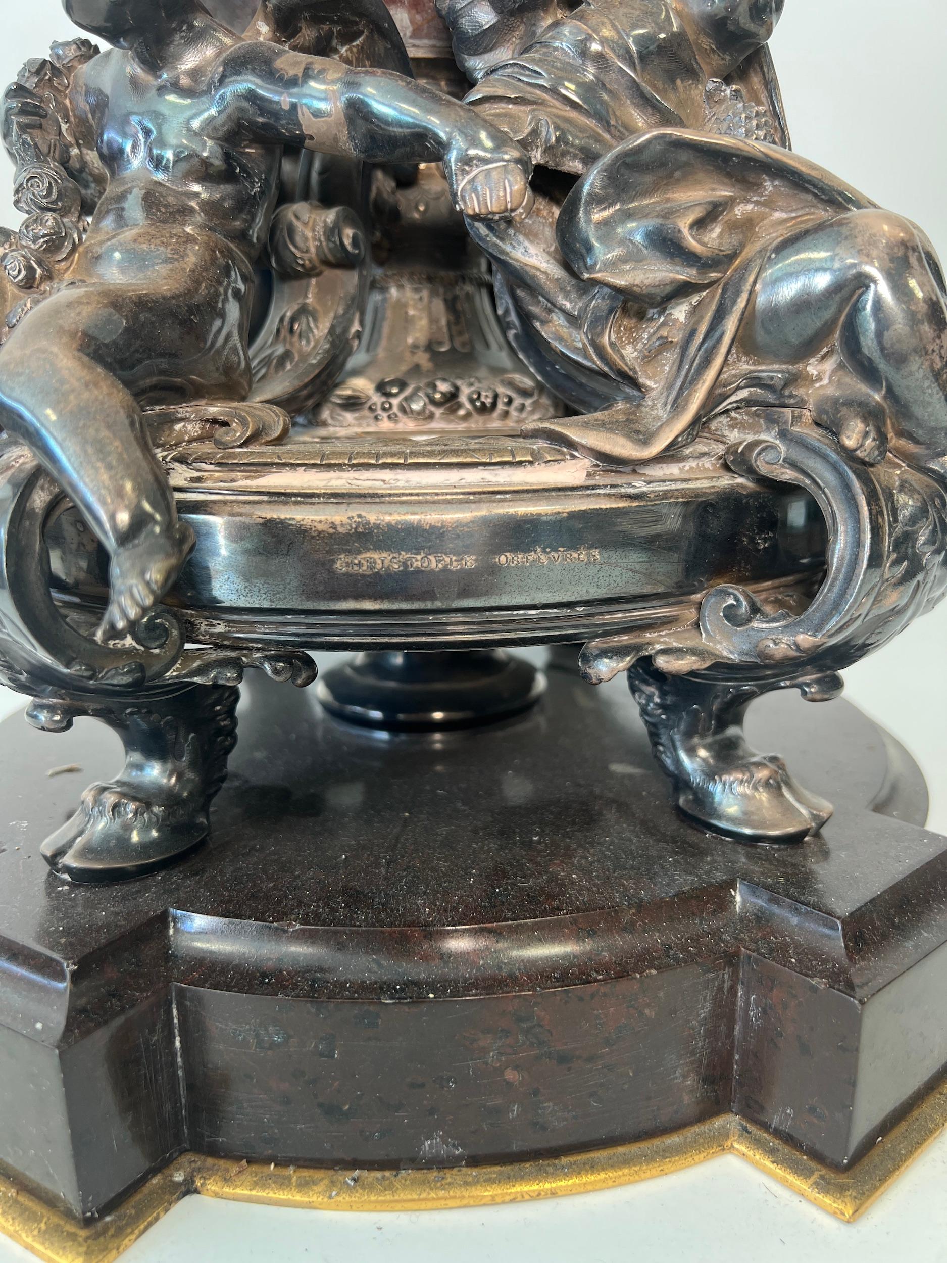 Trophée de présentation français en argent et marbre rouge par Chrisofle & Cie, vers 1885 en vente 3
