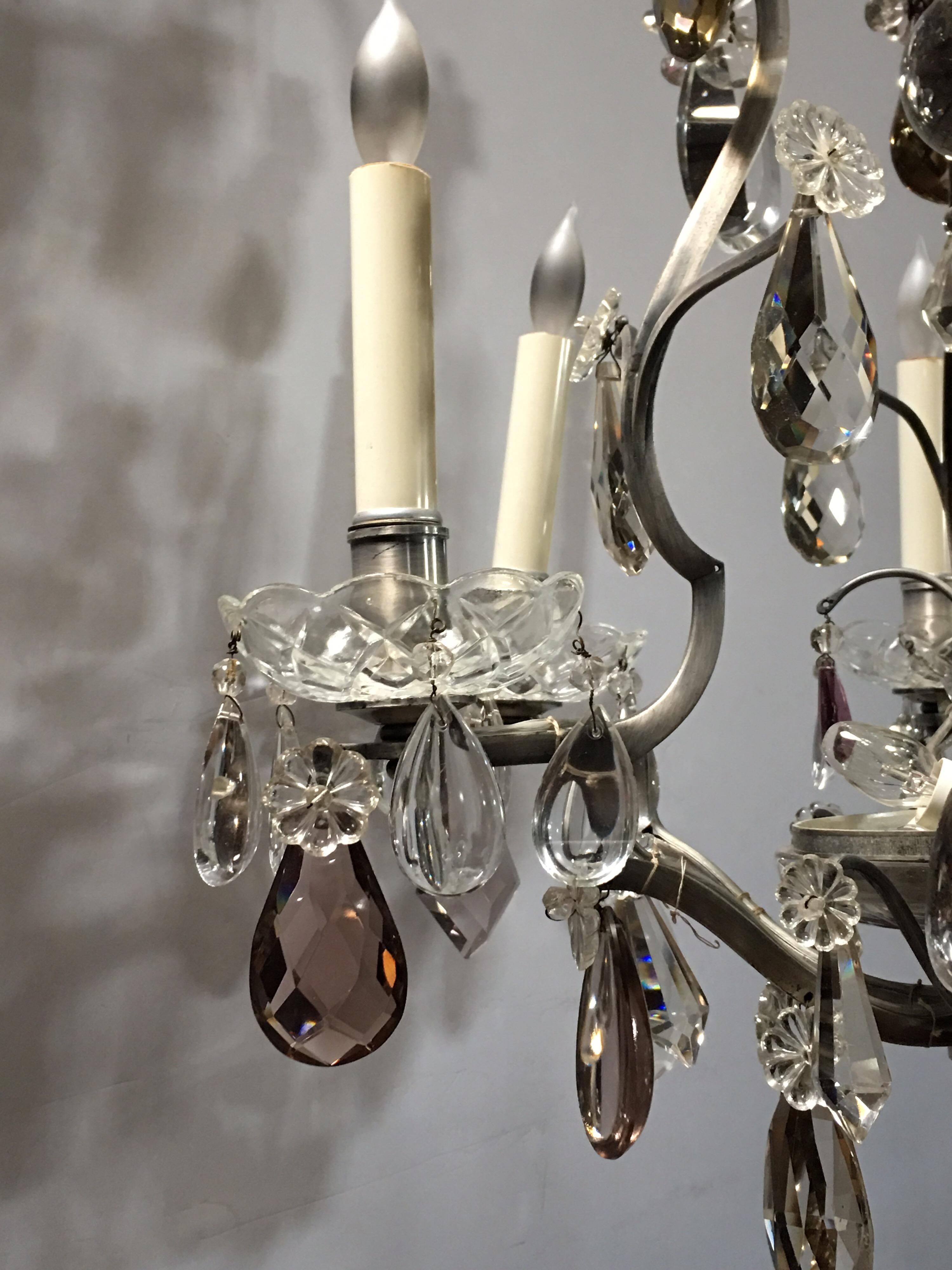 A French Silvered Bronze and Crystal Chandelier For Sale 2