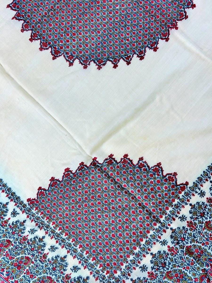 A french squared Paisley Moon Shawl woven silk and wool Circa 1830 5
