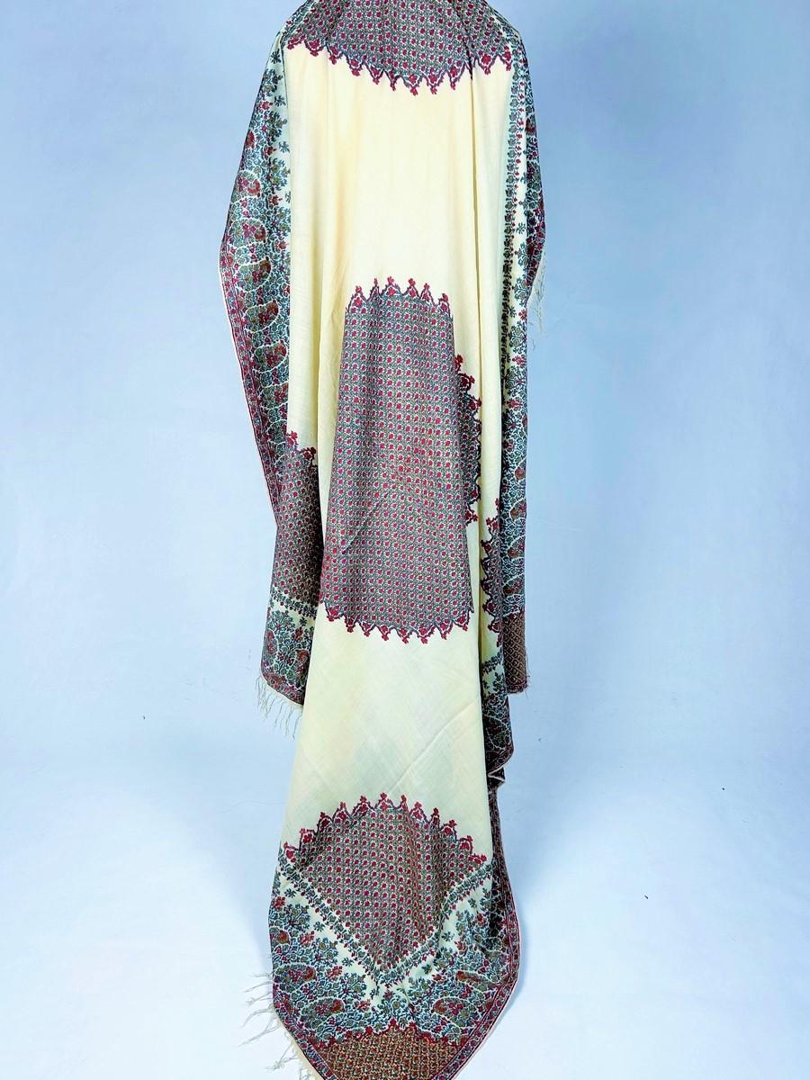 A french squared Paisley Moon Shawl woven silk and wool Circa 1830 7