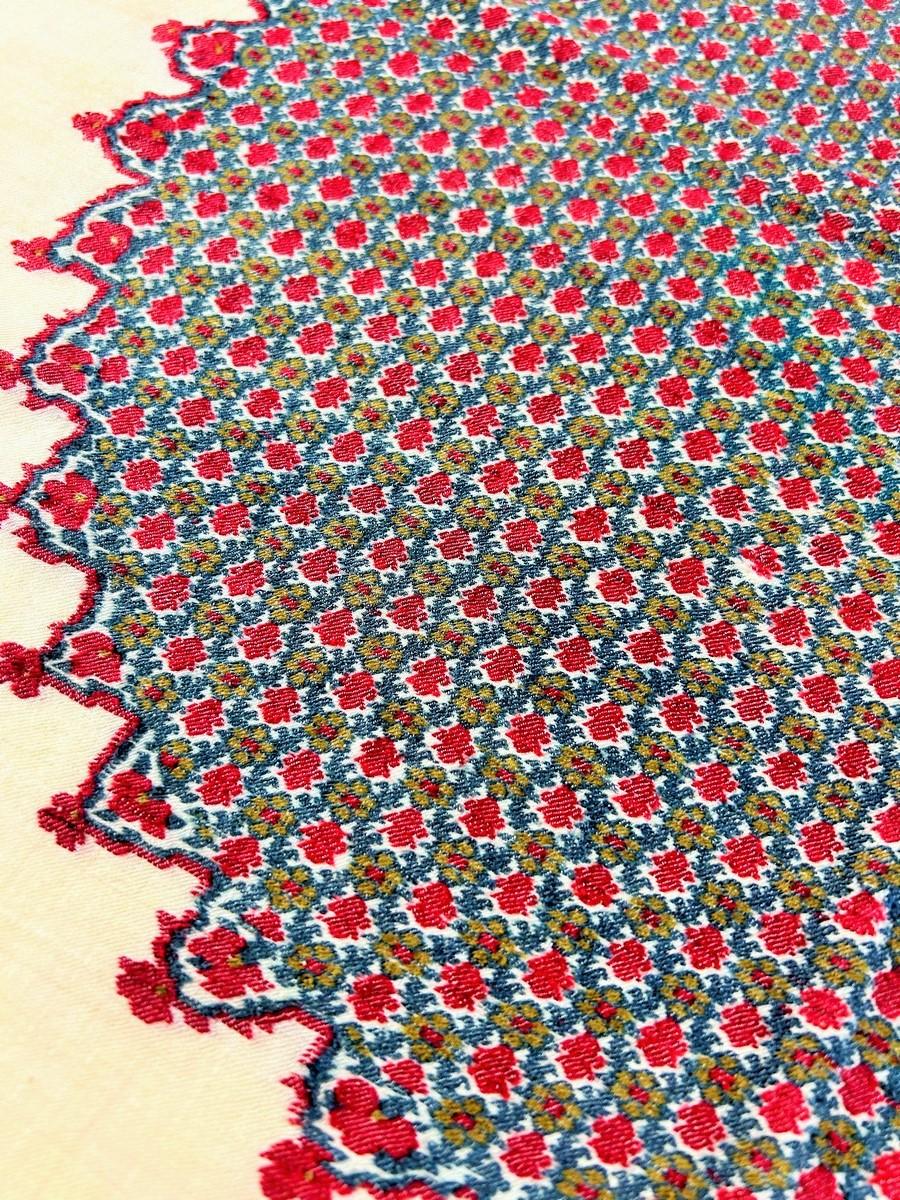 A french squared Paisley Moon Shawl woven silk and wool Circa 1830 2