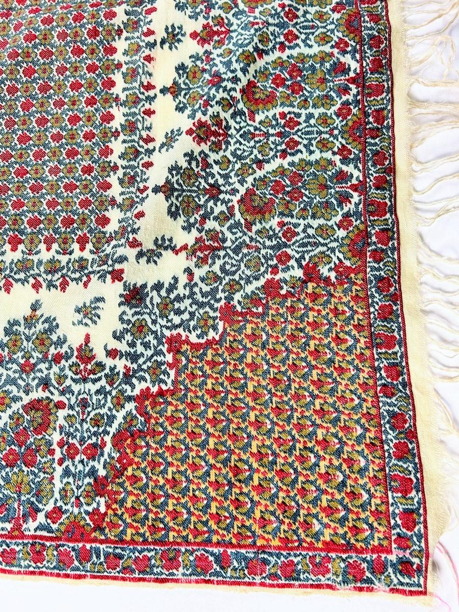 A french squared Paisley Moon Shawl woven silk and wool Circa 1830 3