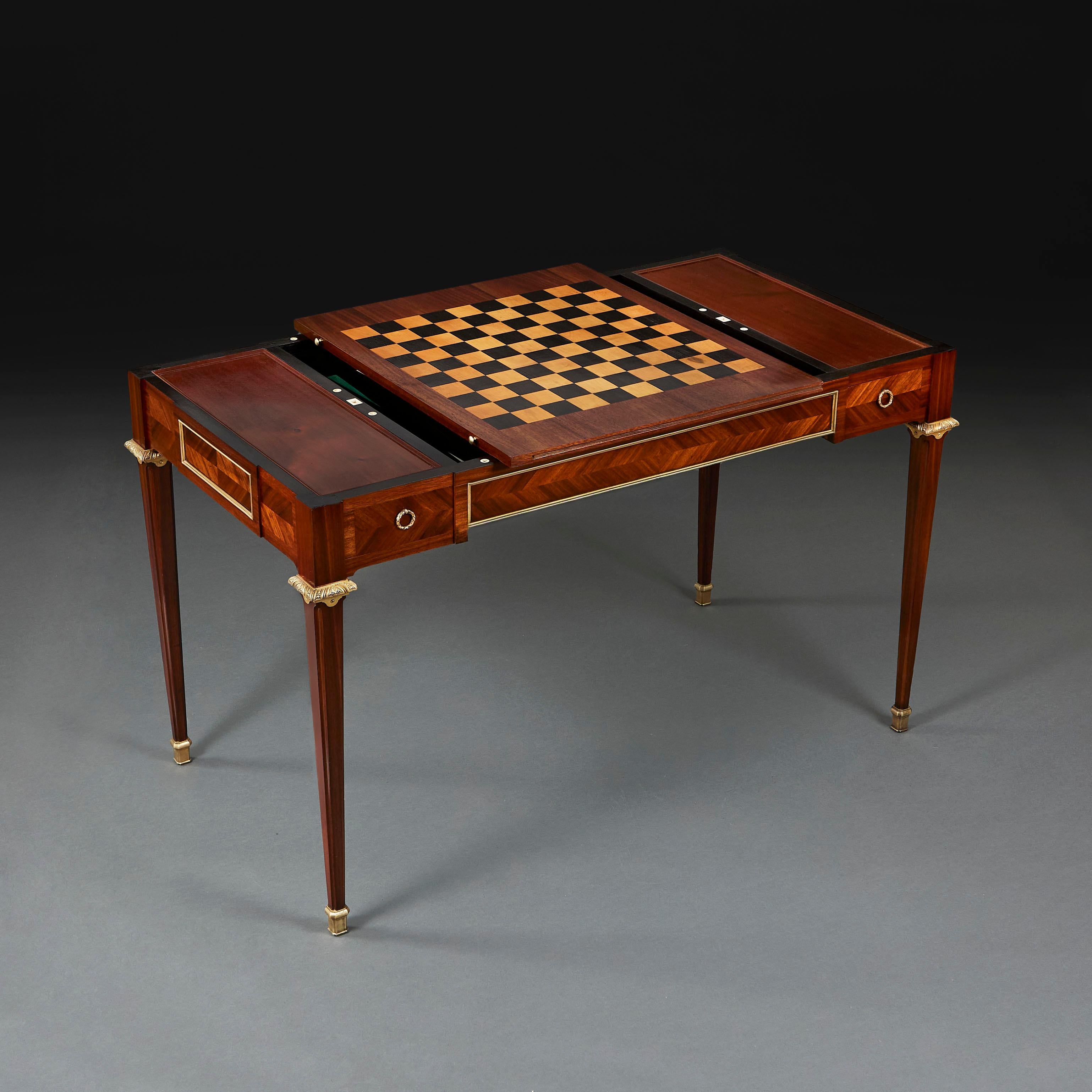 A French stamped mahogany Tric Trac table  In Good Condition In London, GB