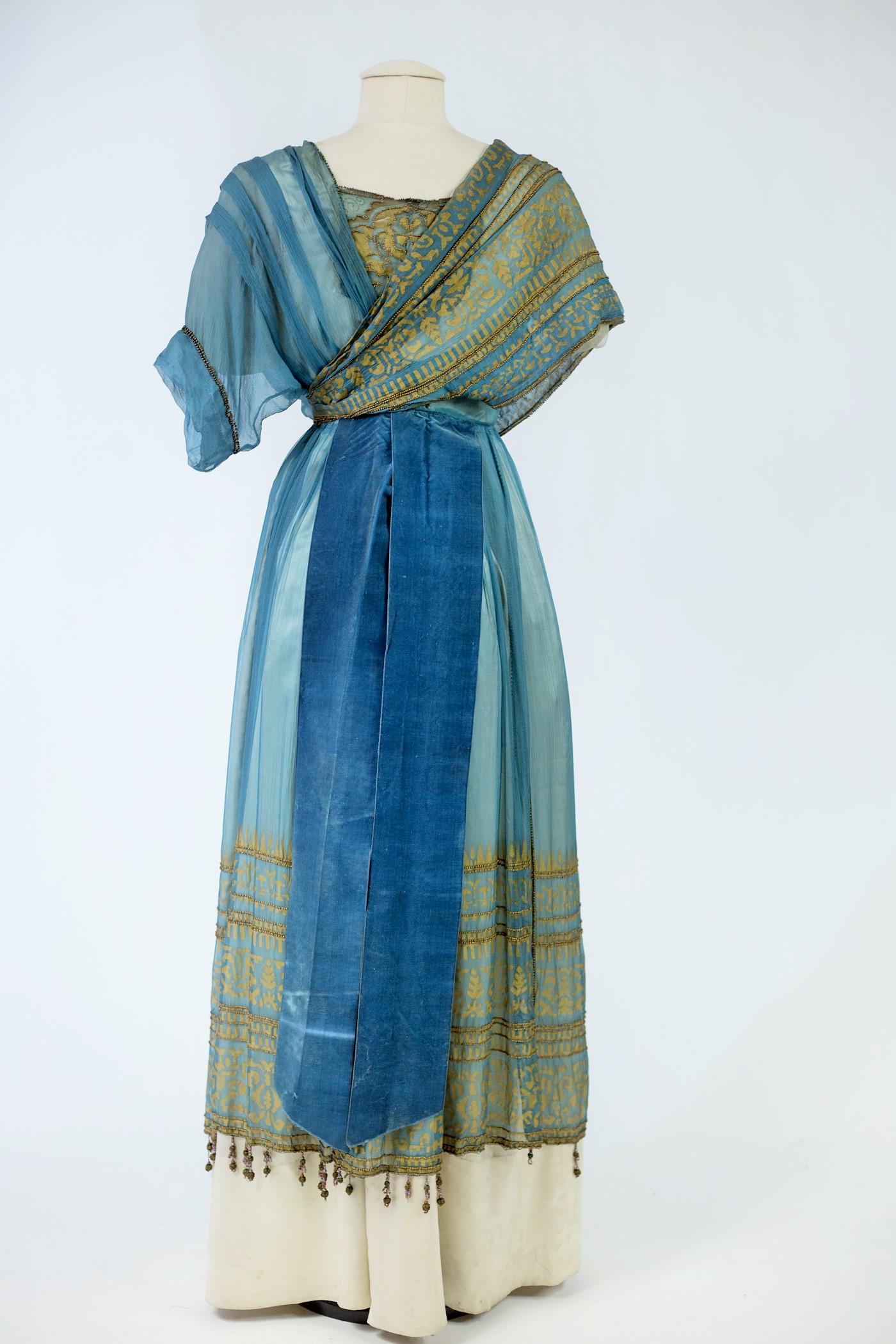 A French Sultana Evening Chiffon Dress Signed F. Kayser Circa 1915 3