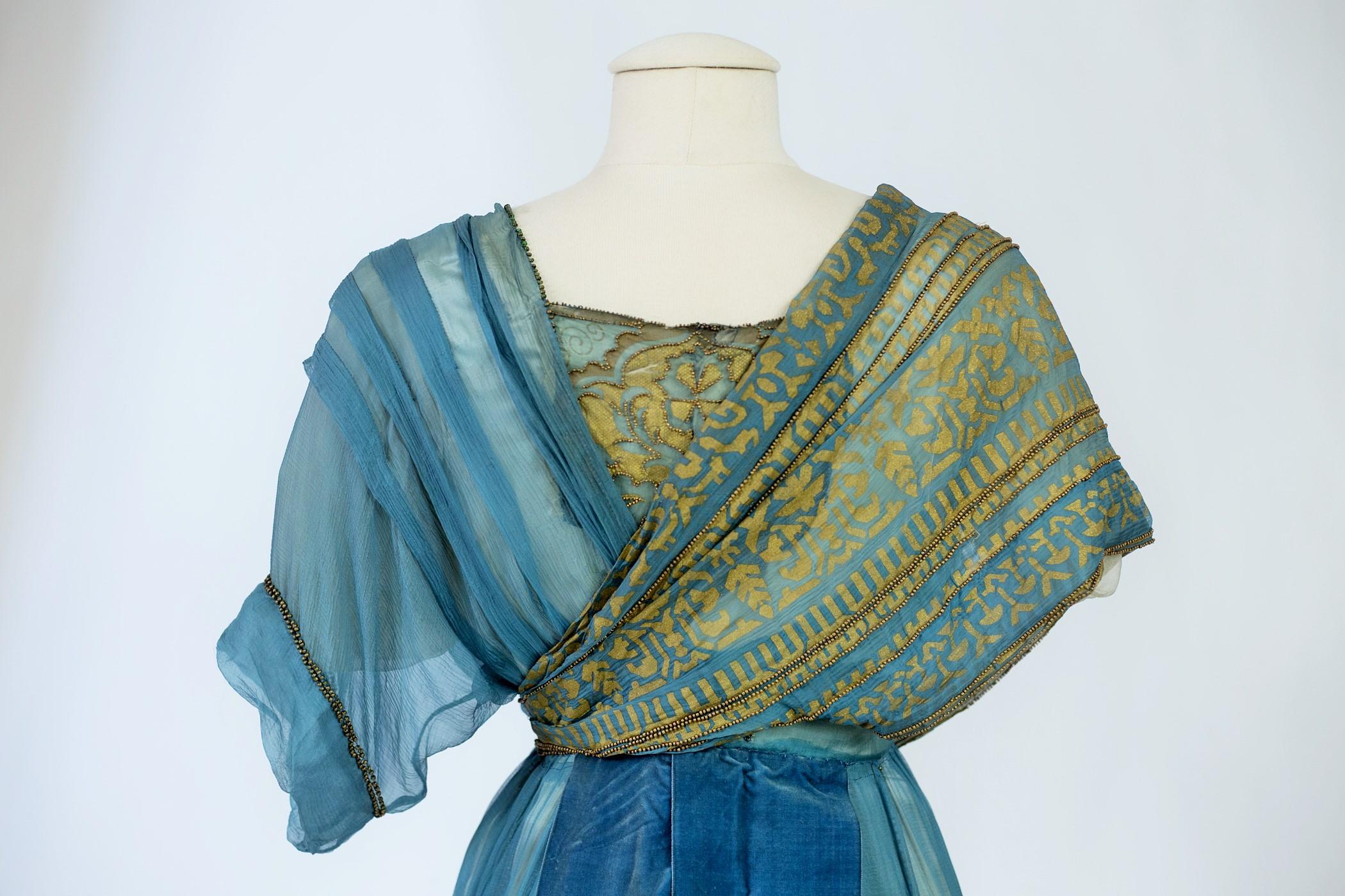 A French Sultana Evening Chiffon Dress Signed F. Kayser Circa 1915 4