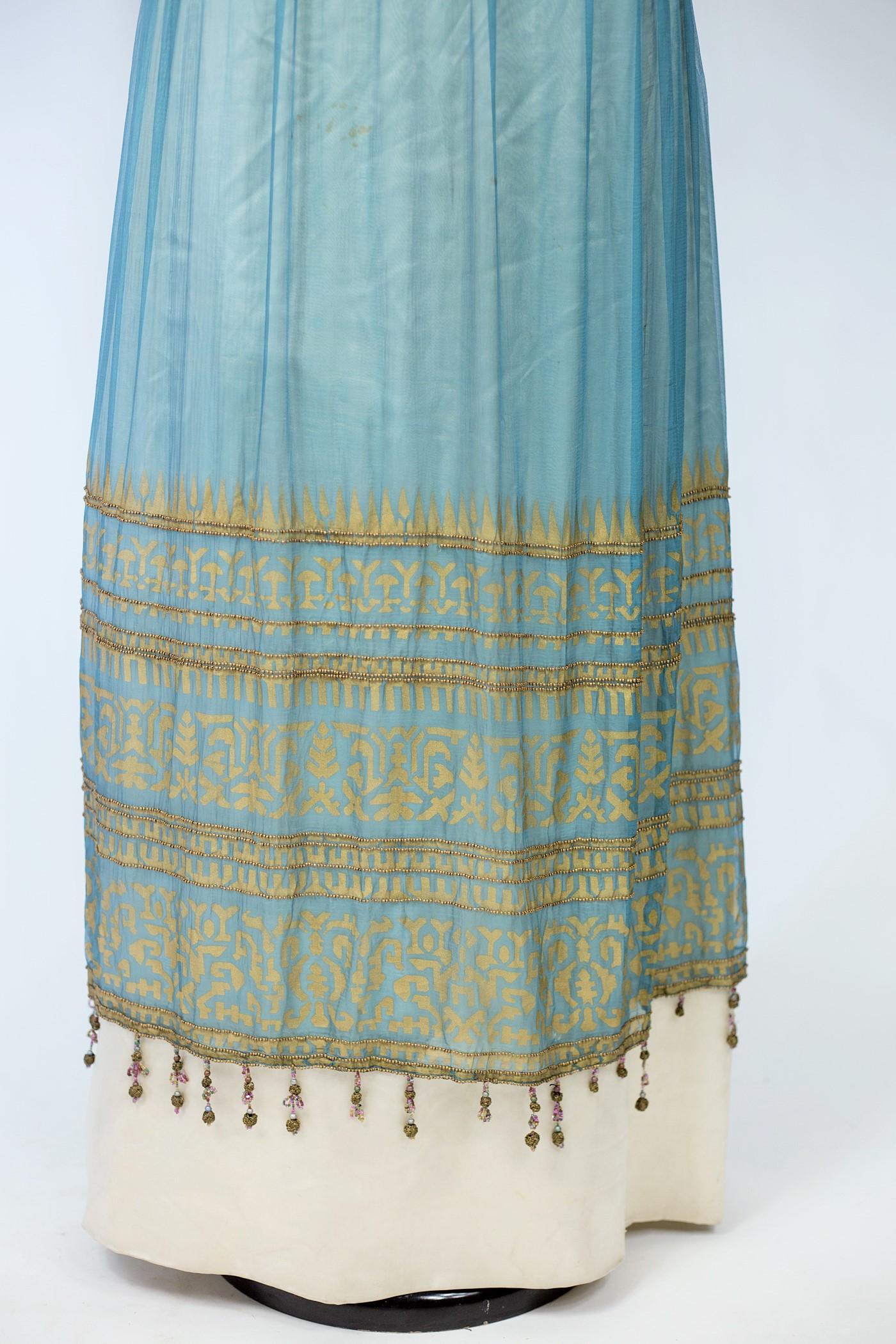 A French Sultana Evening Chiffon Dress Signed F. Kayser Circa 1915 8