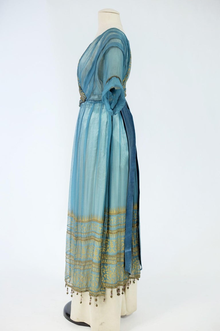 A French Sultana Evening Chiffon Dress Signed F. Kayser Circa 1915