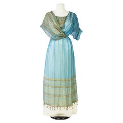 Antique A French Sultana Evening Chiffon Dress Signed F. Kayser Circa 1915