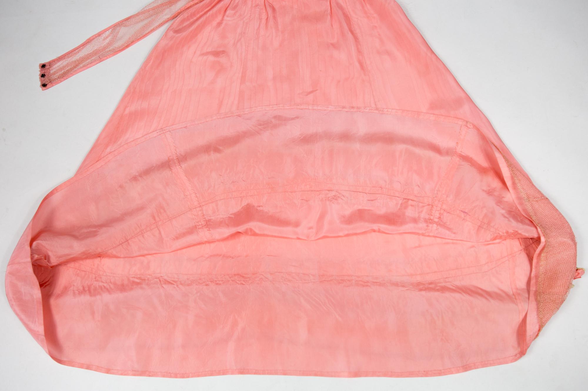 Französisches Sommerkleid aus Viskose-Taft-Stoff, um 1920/1930 (Pink) im Angebot